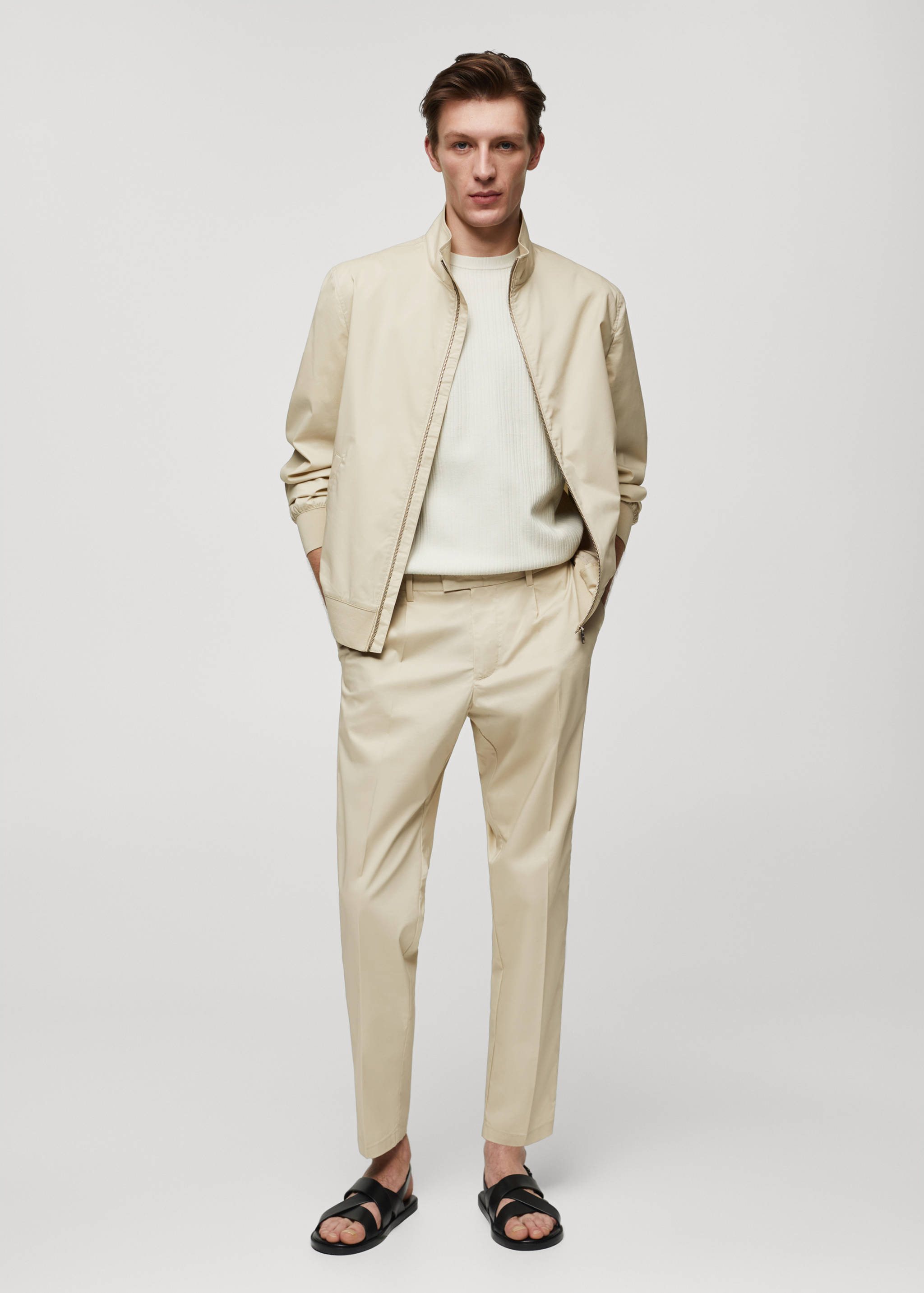 Pantalon coton slim-fit pinces - Plan général