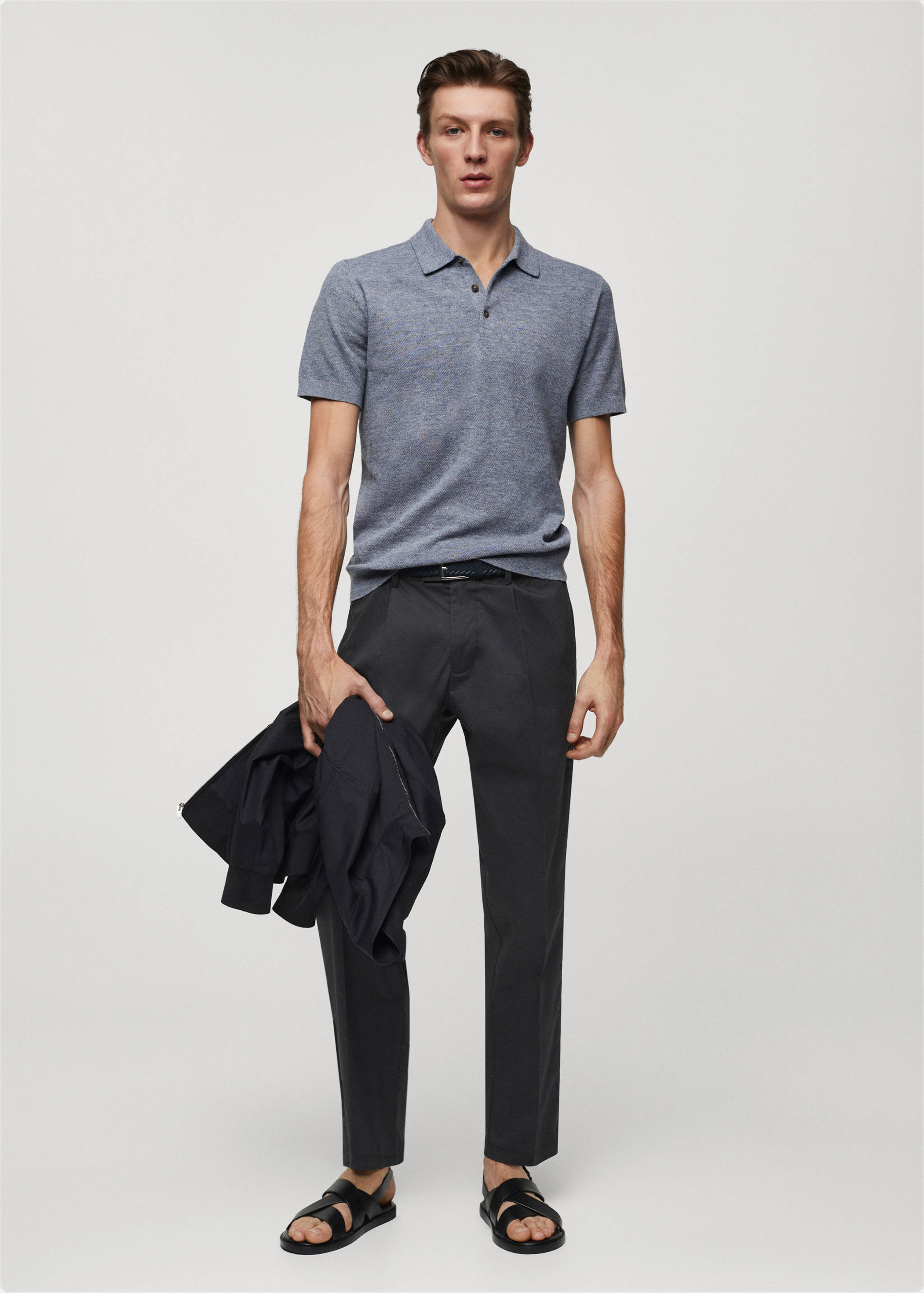 Pantalon coton slim-fit pinces - Plan général