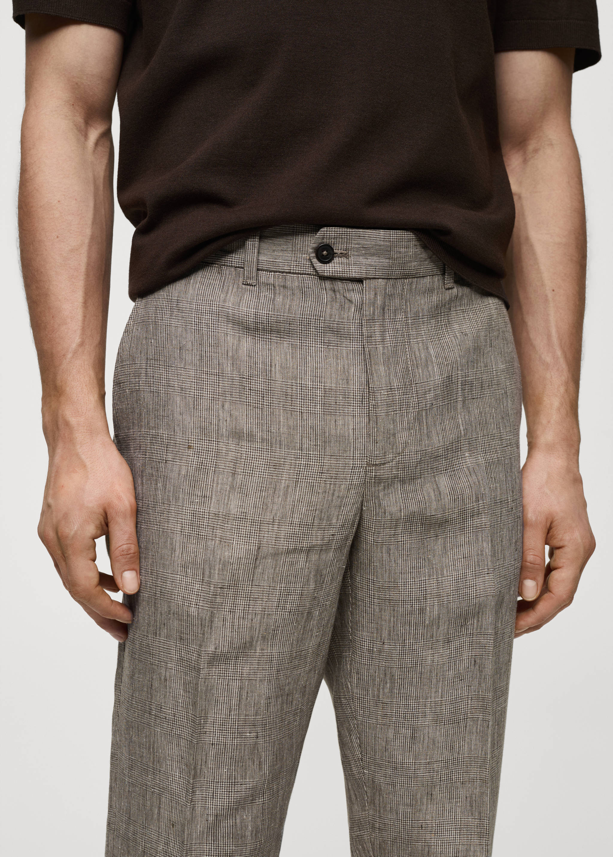 100% linen Prince of Wales check trousers - Details of the article 1