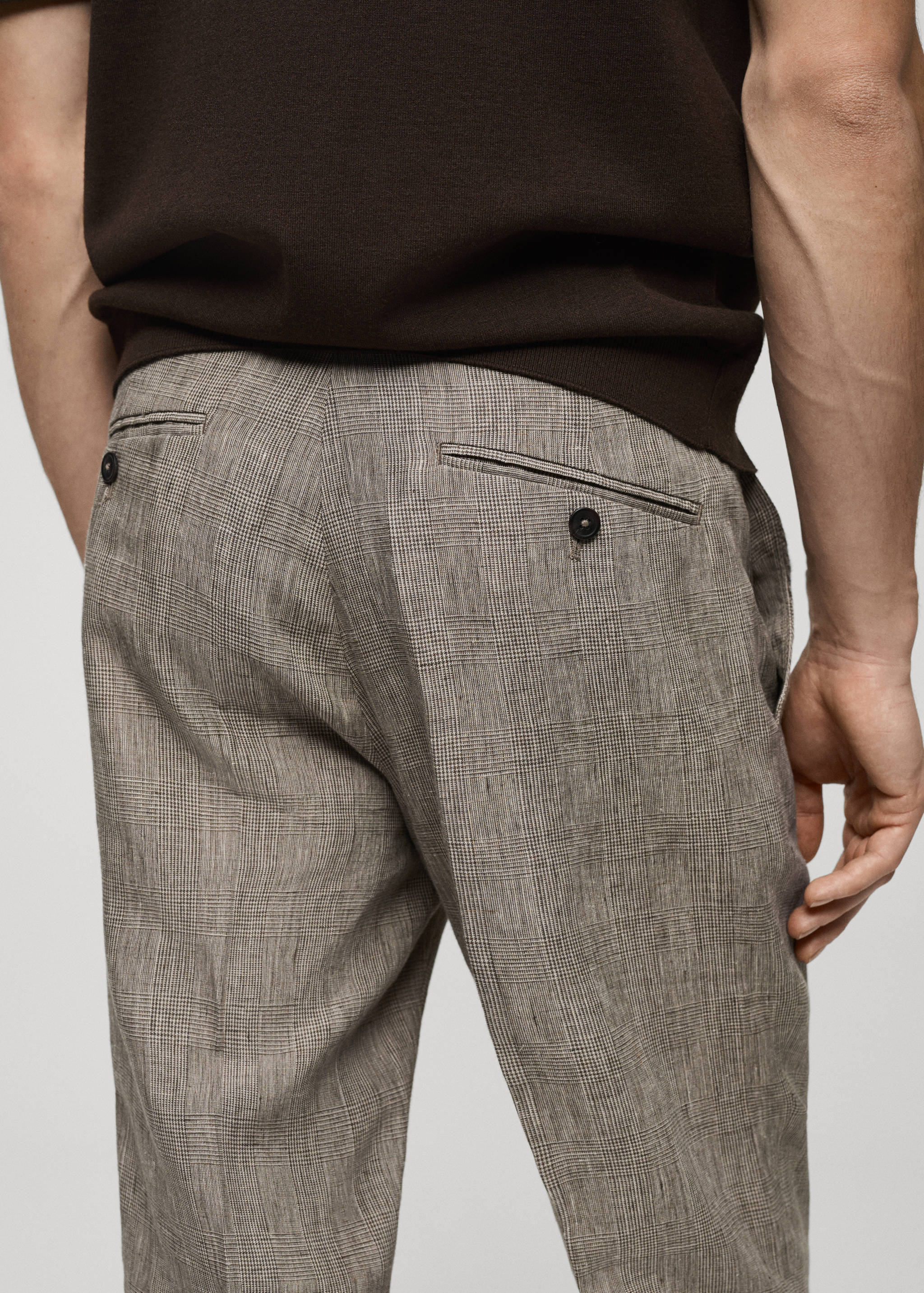 100% linen Prince of Wales check trousers - Details of the article 4