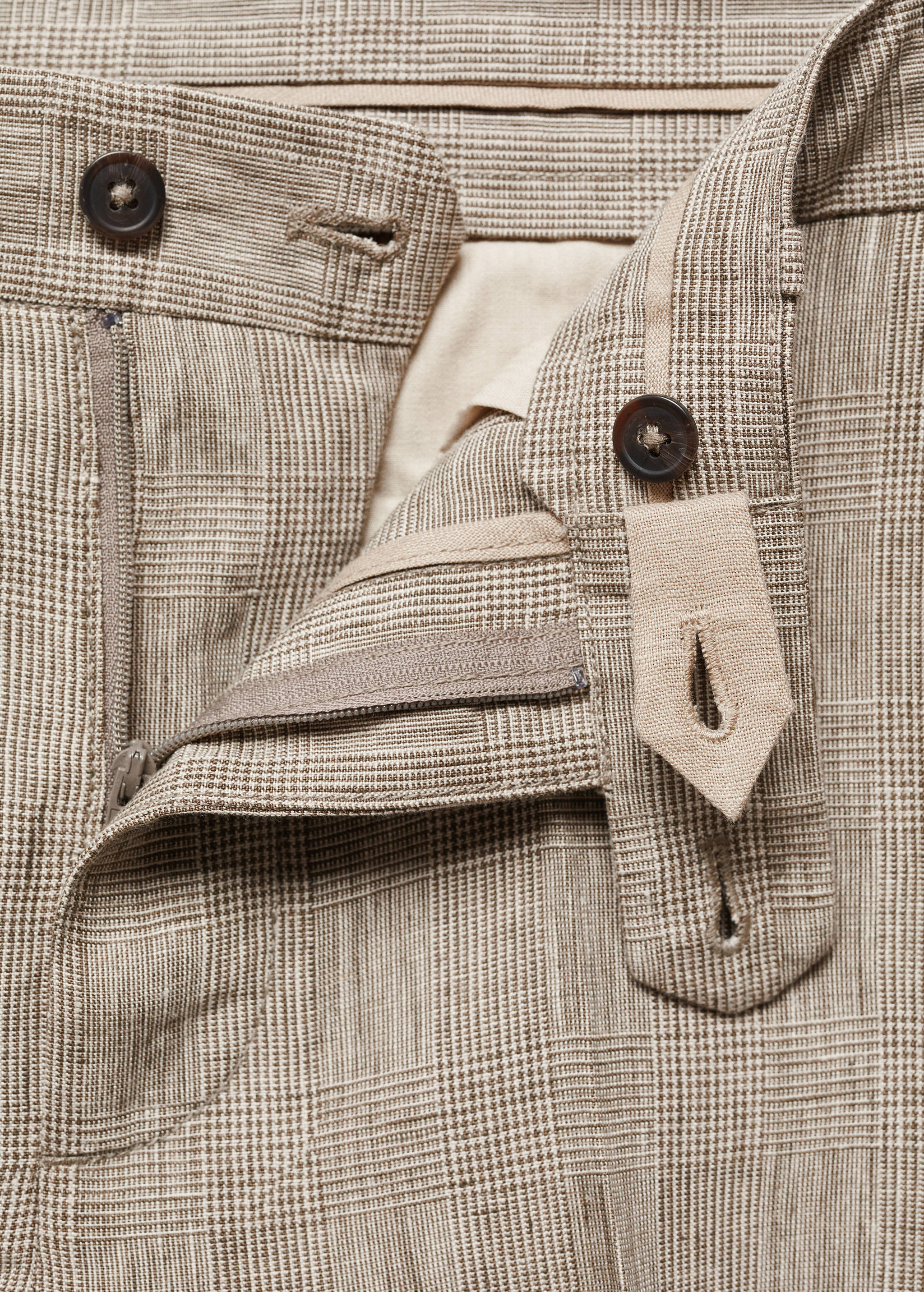 100% linen Prince of Wales check trousers - Details of the article 8