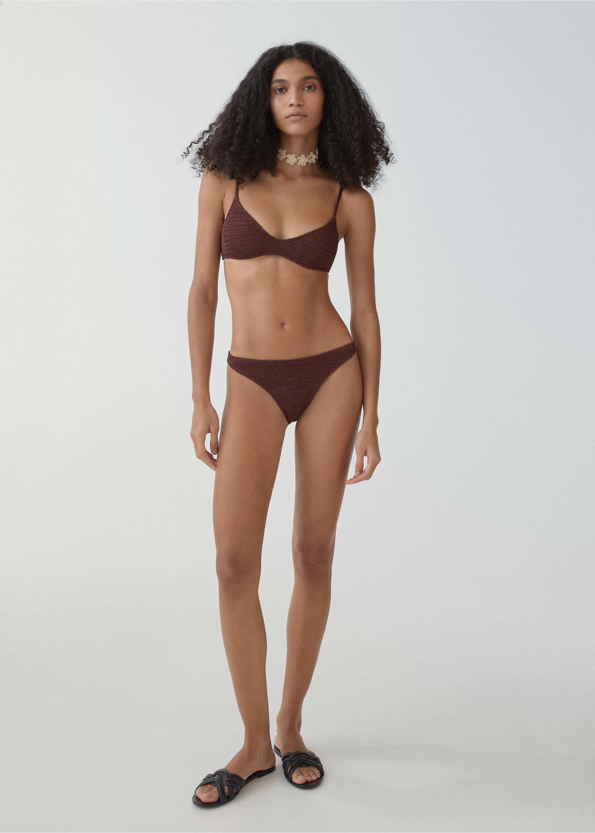 Classic textured bikini briefs - General plane, Chocolate. Ref: 67016749-00.