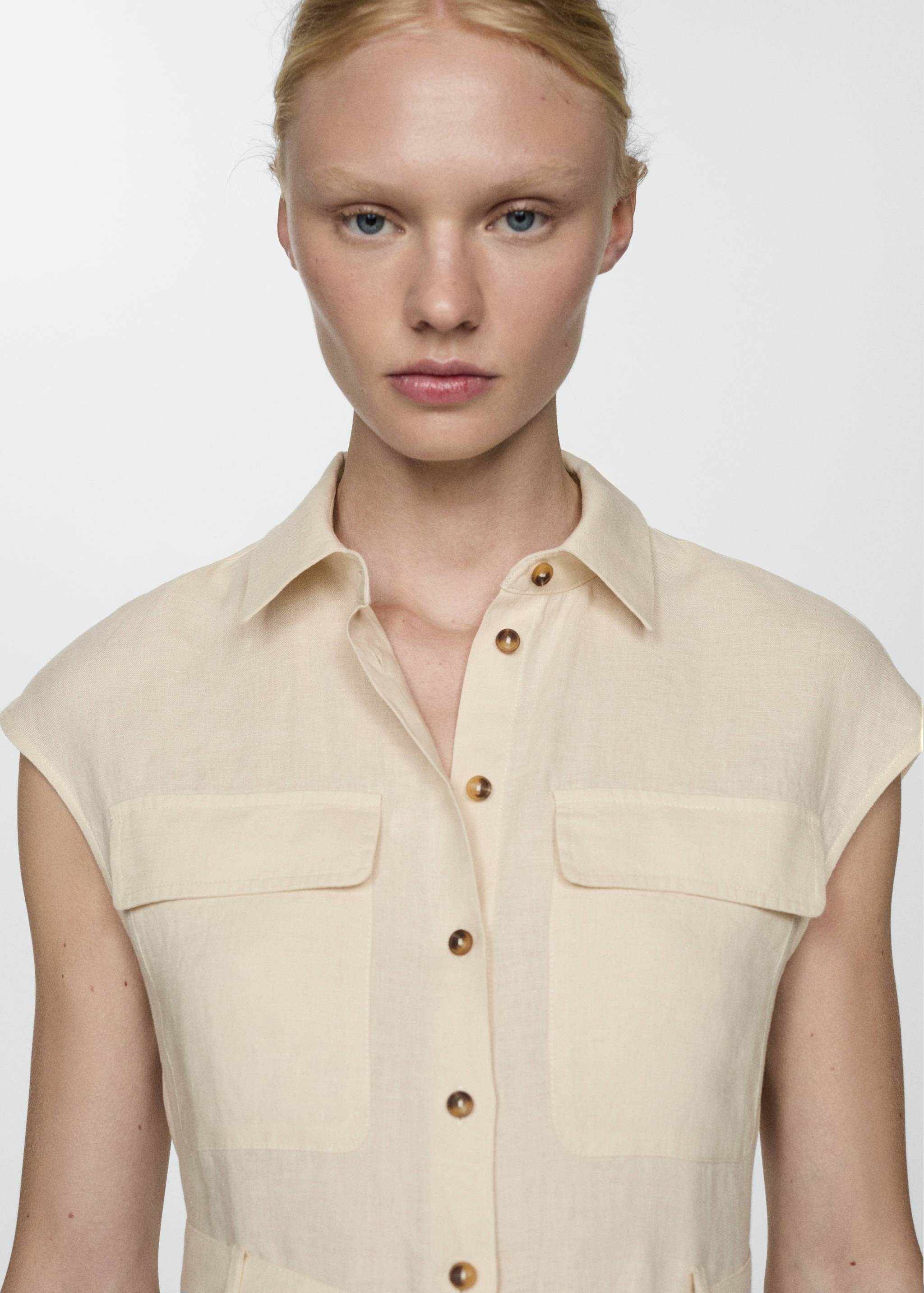 100% linen shirty dress - Details of the article 1
