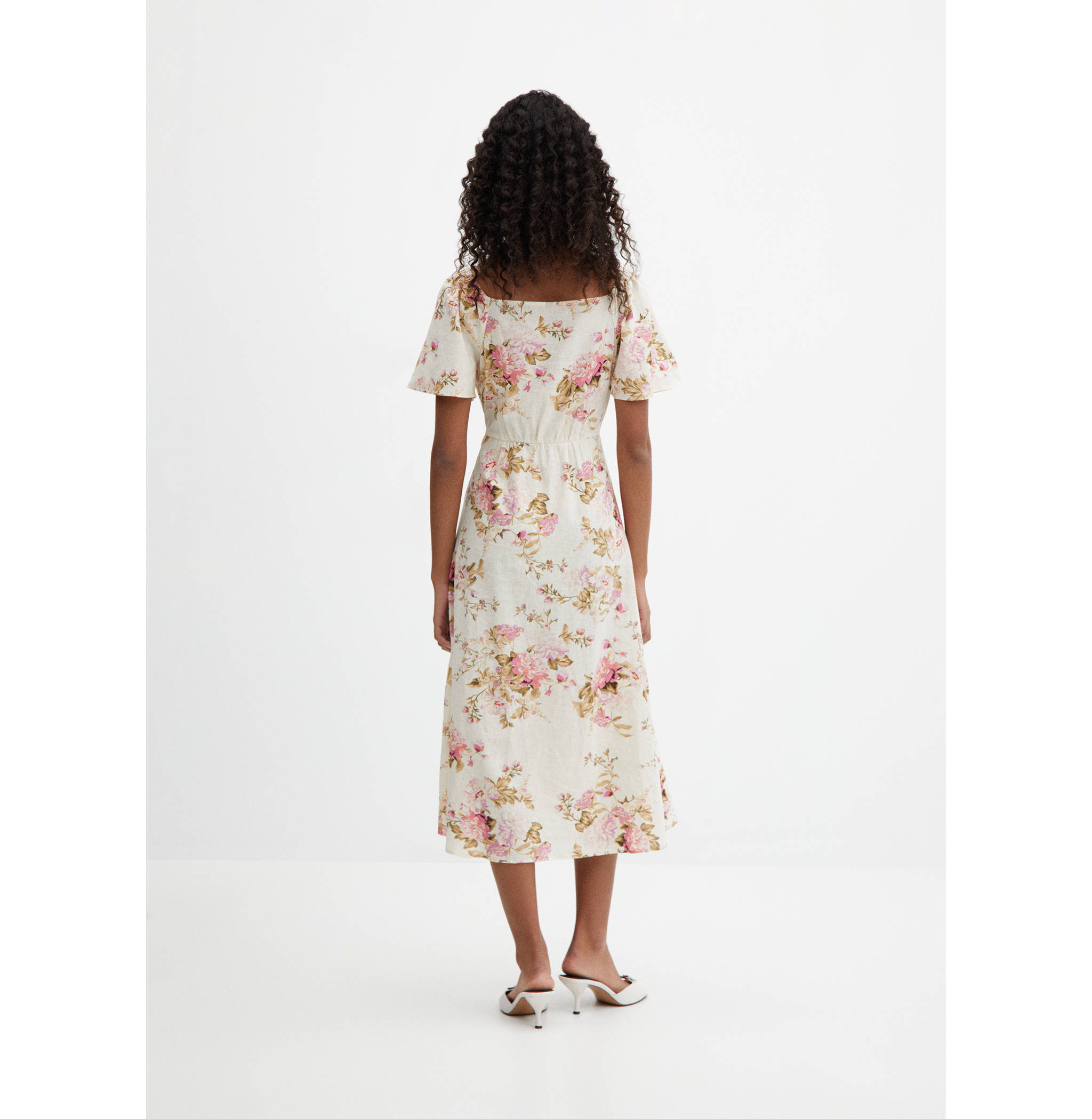 Buttoned linen-blend dress - Reverse of the article
