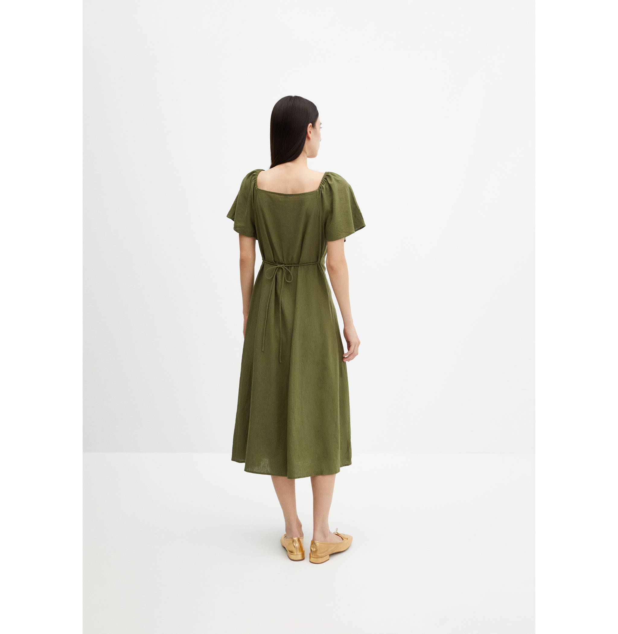 Buttoned linen-blend dress - Reverse of the article