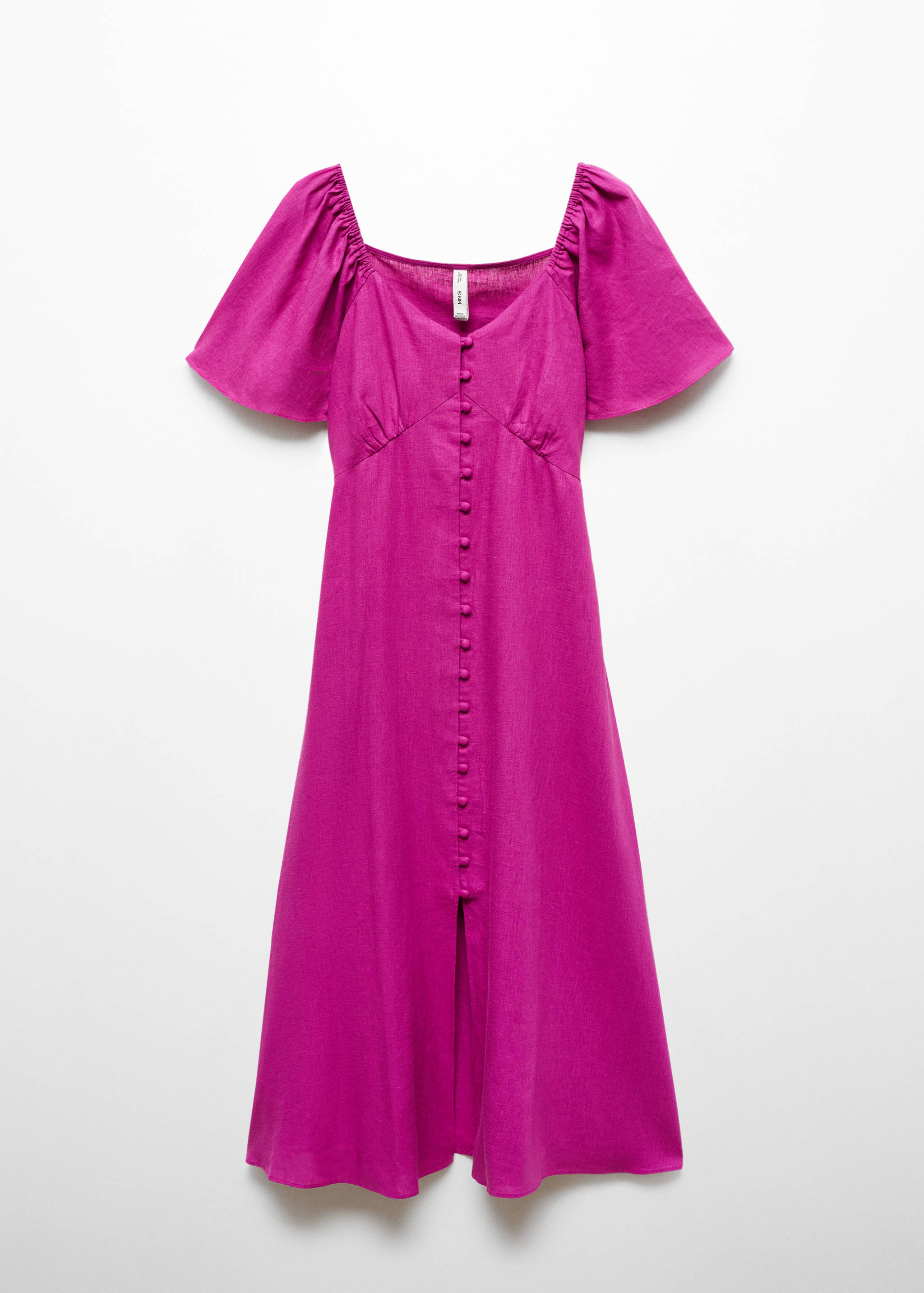 Buttoned linen-blend dress - Article without model
