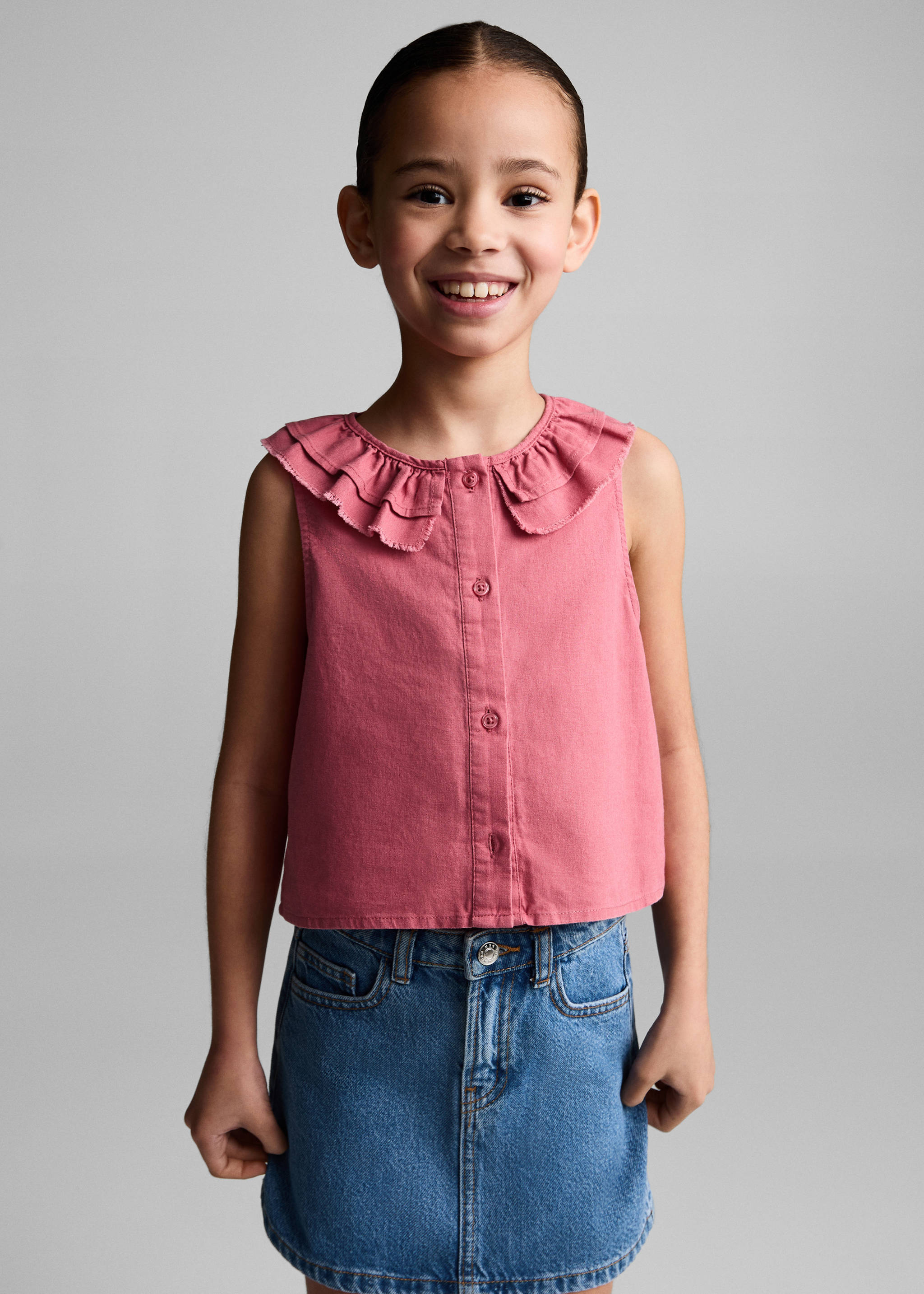 Blouse lin à boutons - Plan moyen