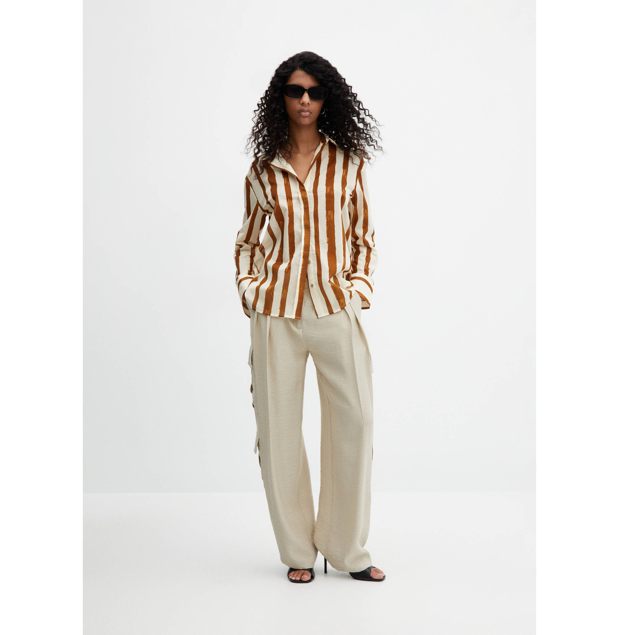 Gestreept overhemd 100% katoen - Overzichtstekening