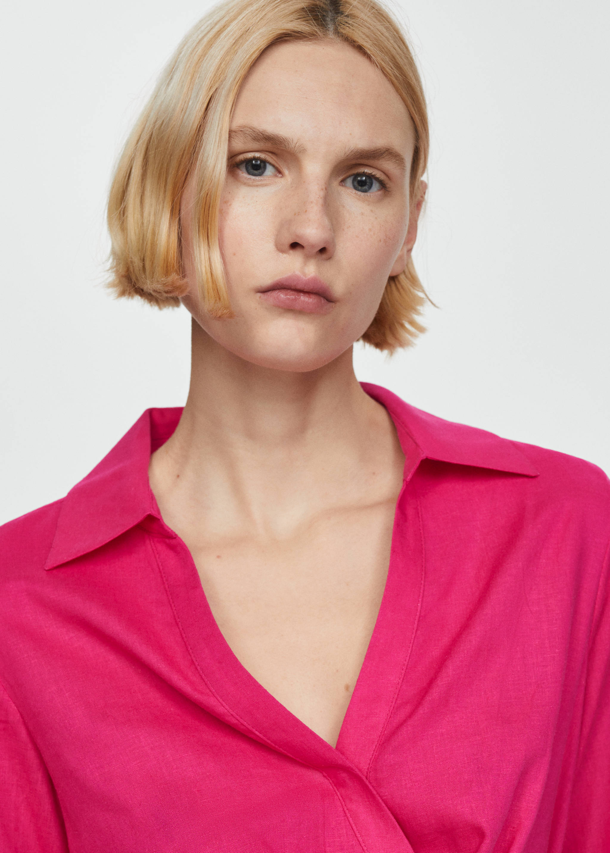 Linen shirt dress with bow - Details of the article 1