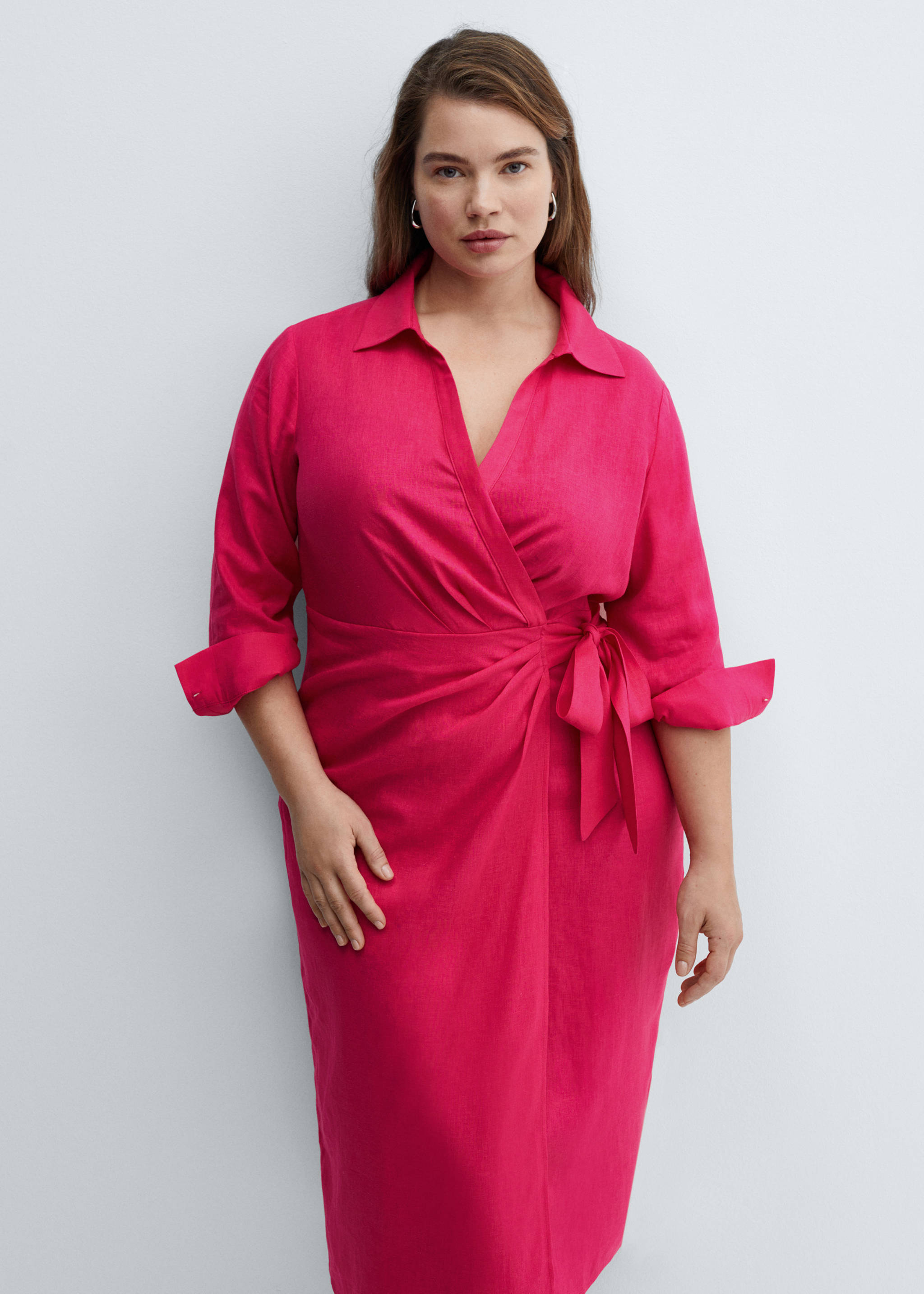 Linen shirt dress with bow - Details of the article 5