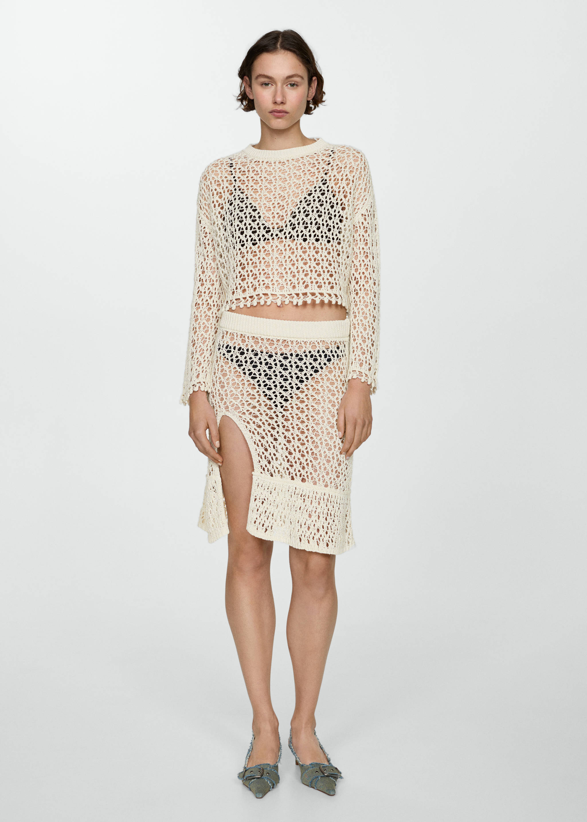 Cotton crochet sweater - General plane