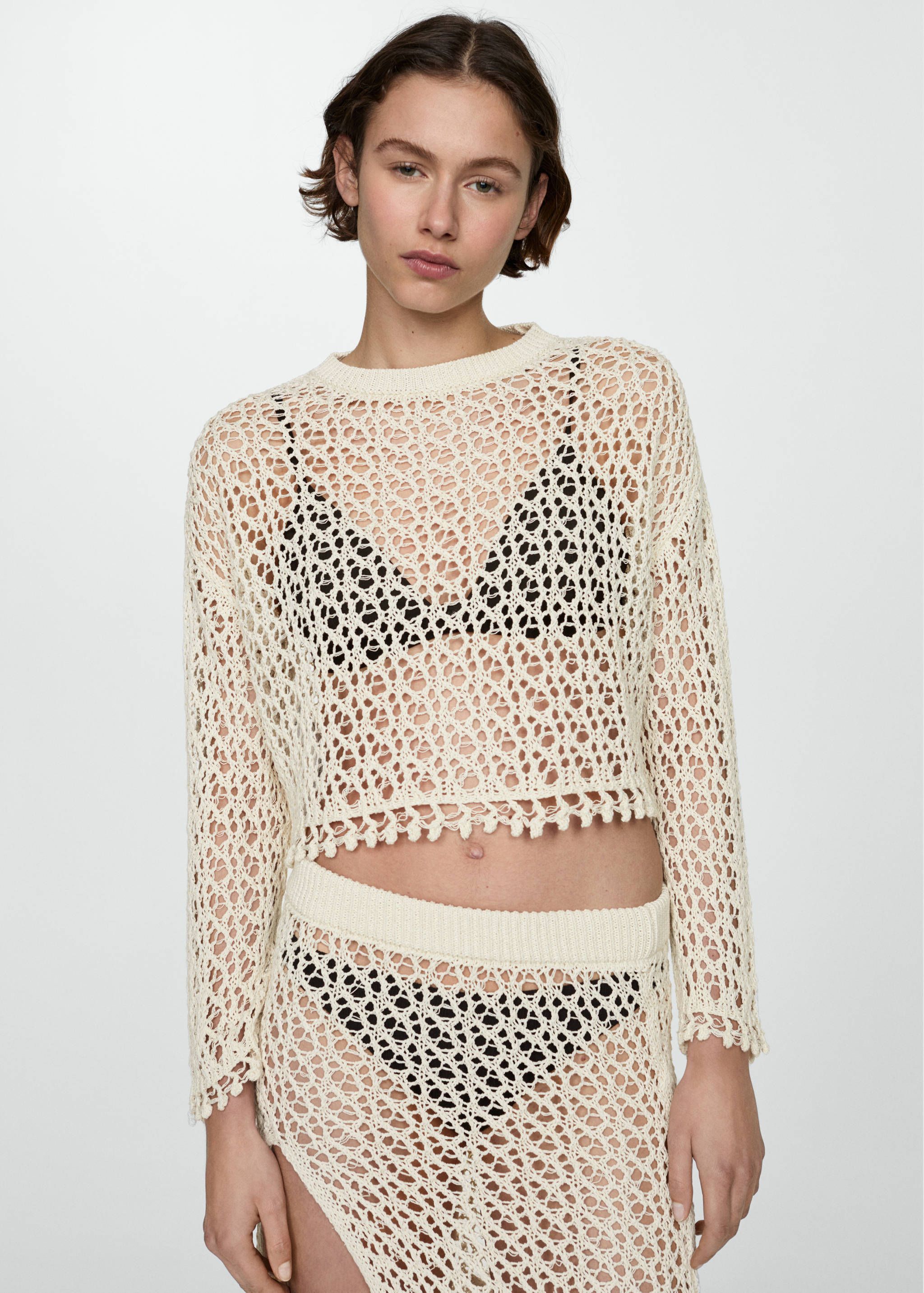 Cotton crochet sweater - Medium plane