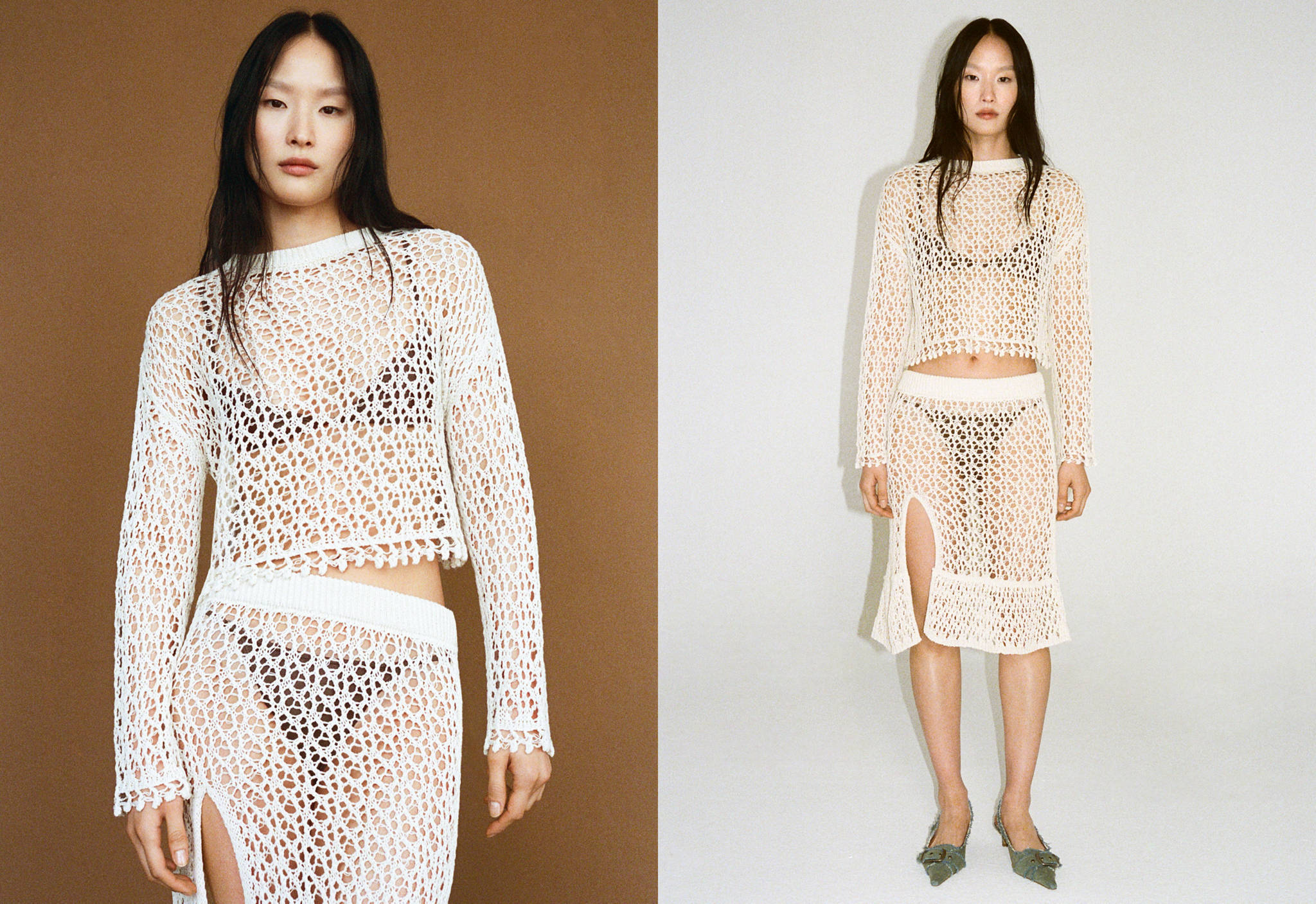 Cotton crochet sweater - Panoramic plane