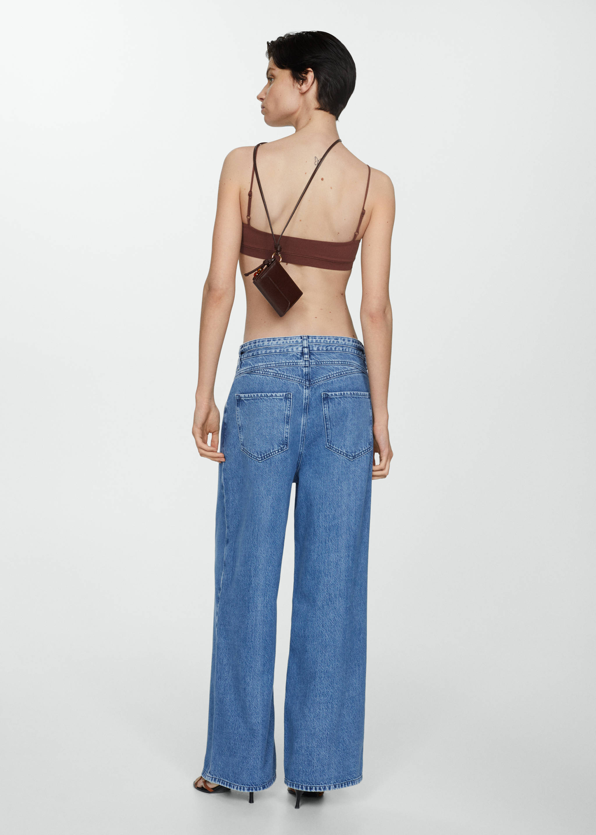 Loose-fit wide leg jeans with adjustable drawstring - Reverse of the article