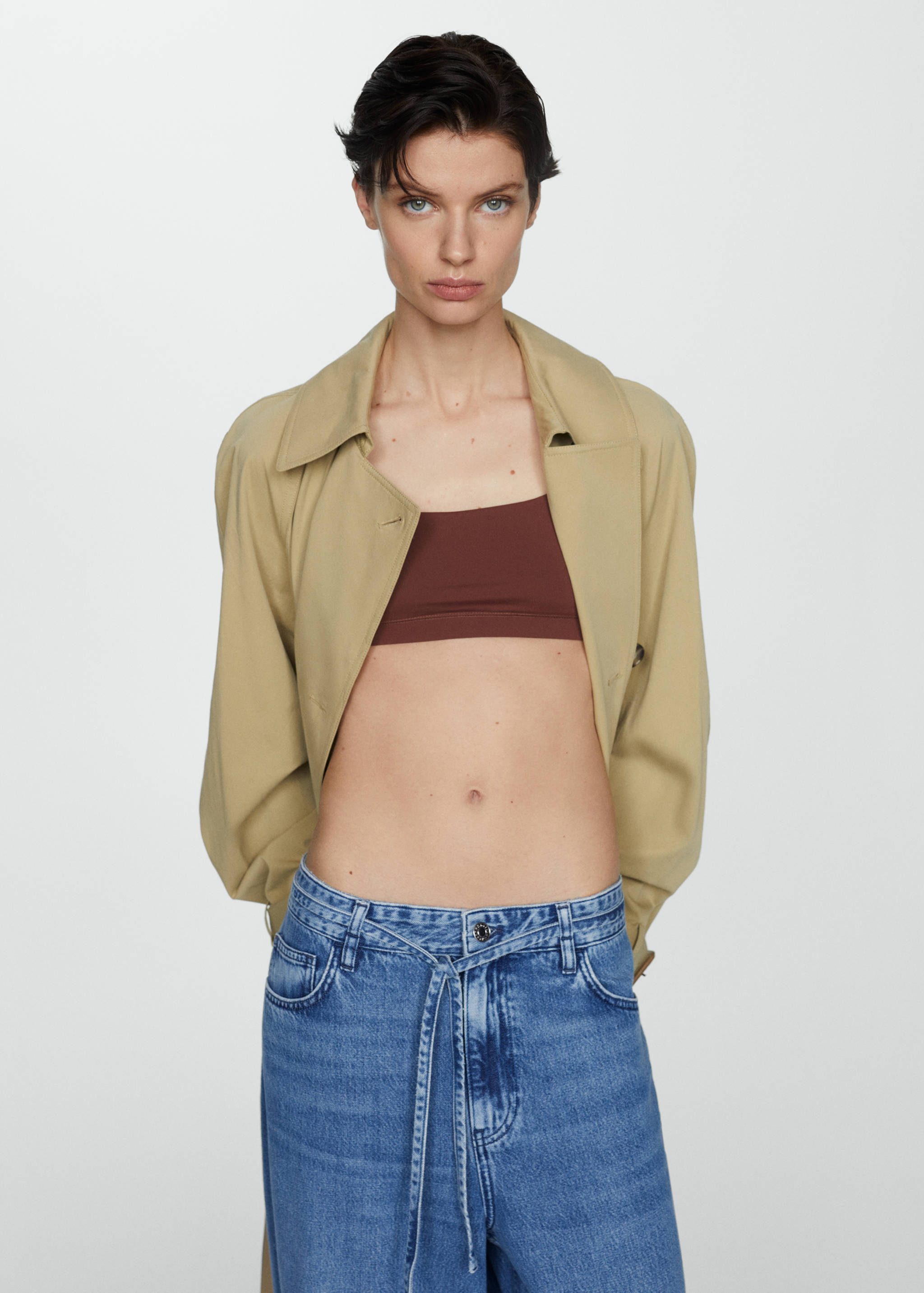 Loose-fit wide leg jeans with adjustable drawstring - Details of the article 1