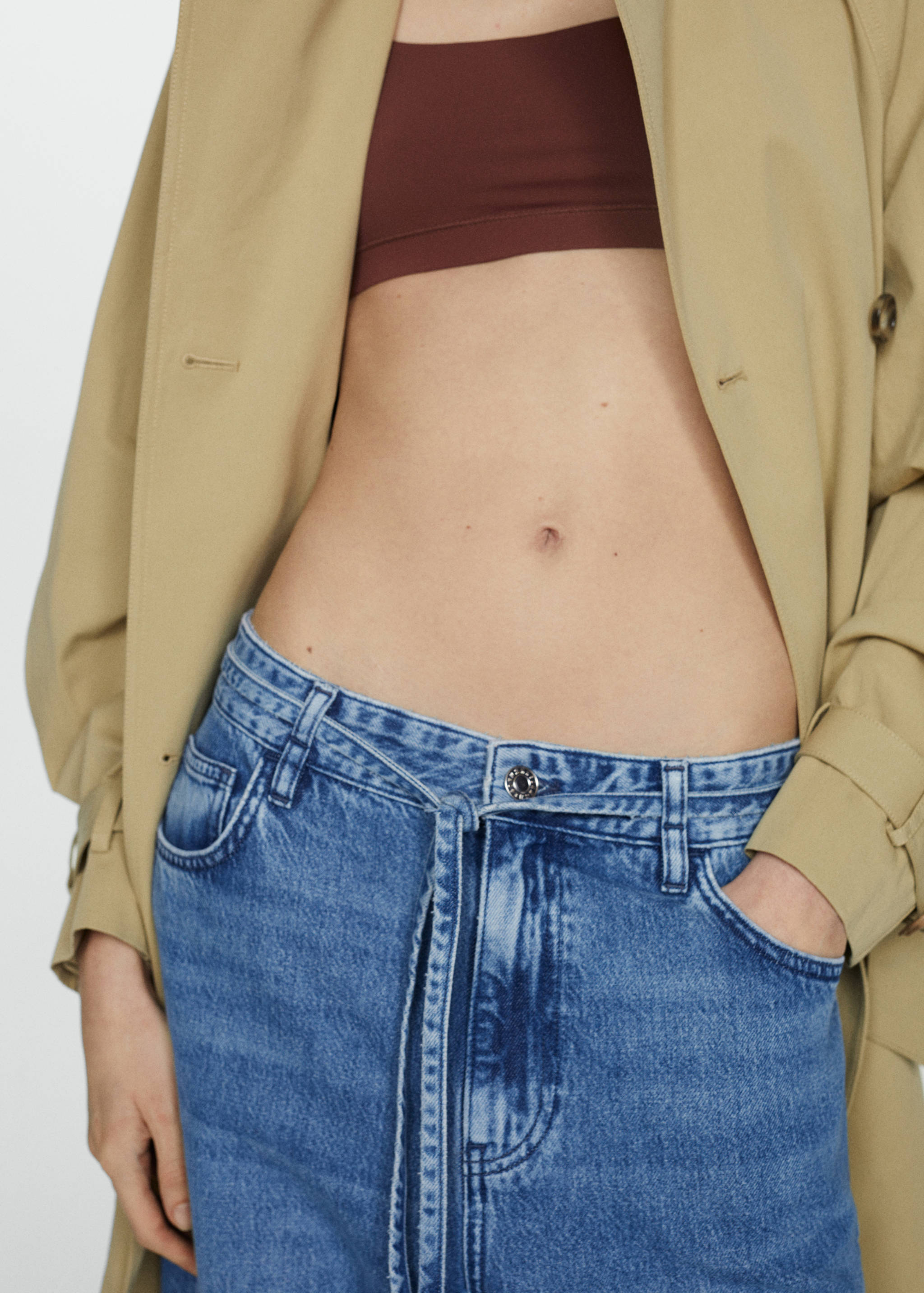 Loose-fit wide leg jeans with adjustable drawstring - Details of the article 6