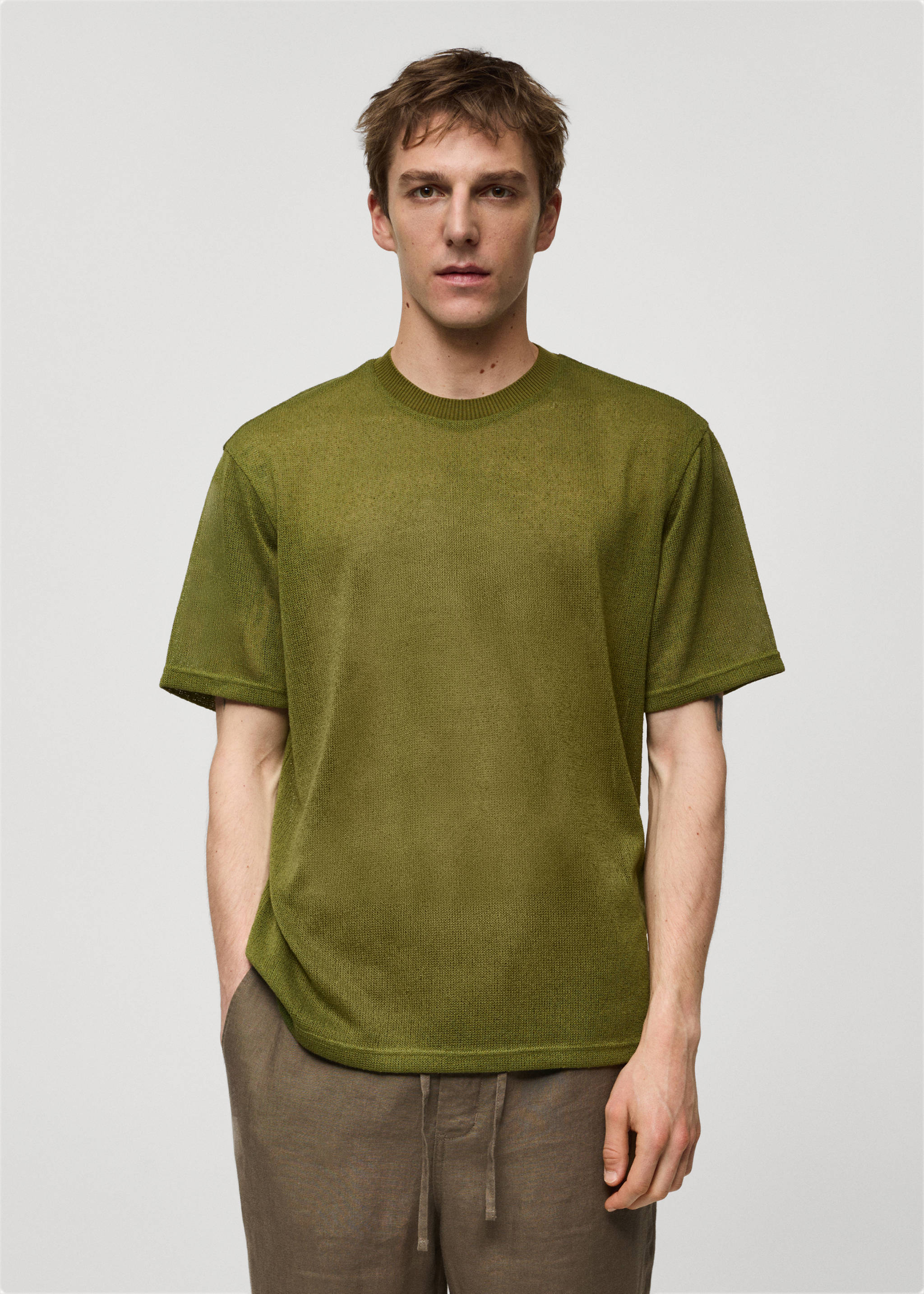 T-shirt with regular-fit structure - Medium plane