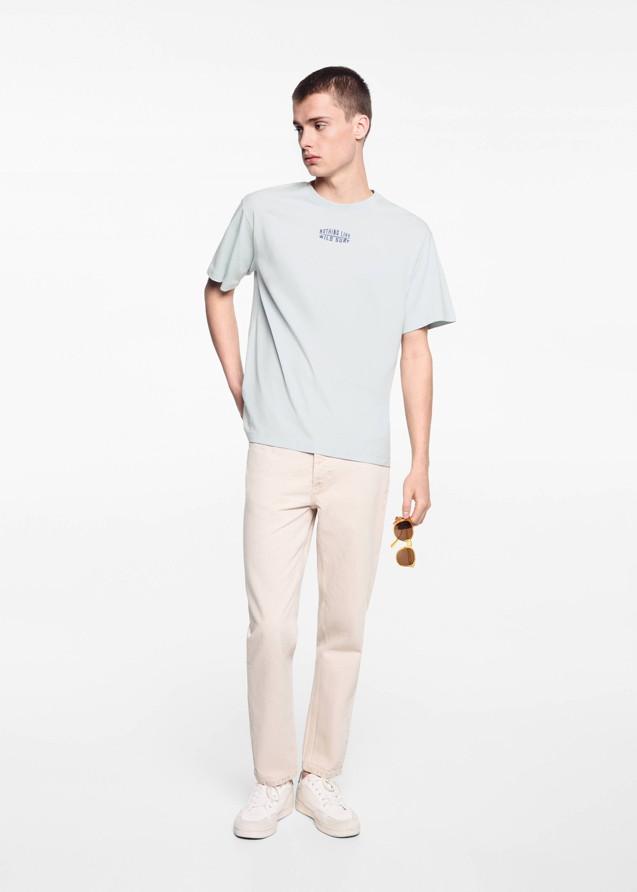 Embroidered cotton message t-shirt - General plane