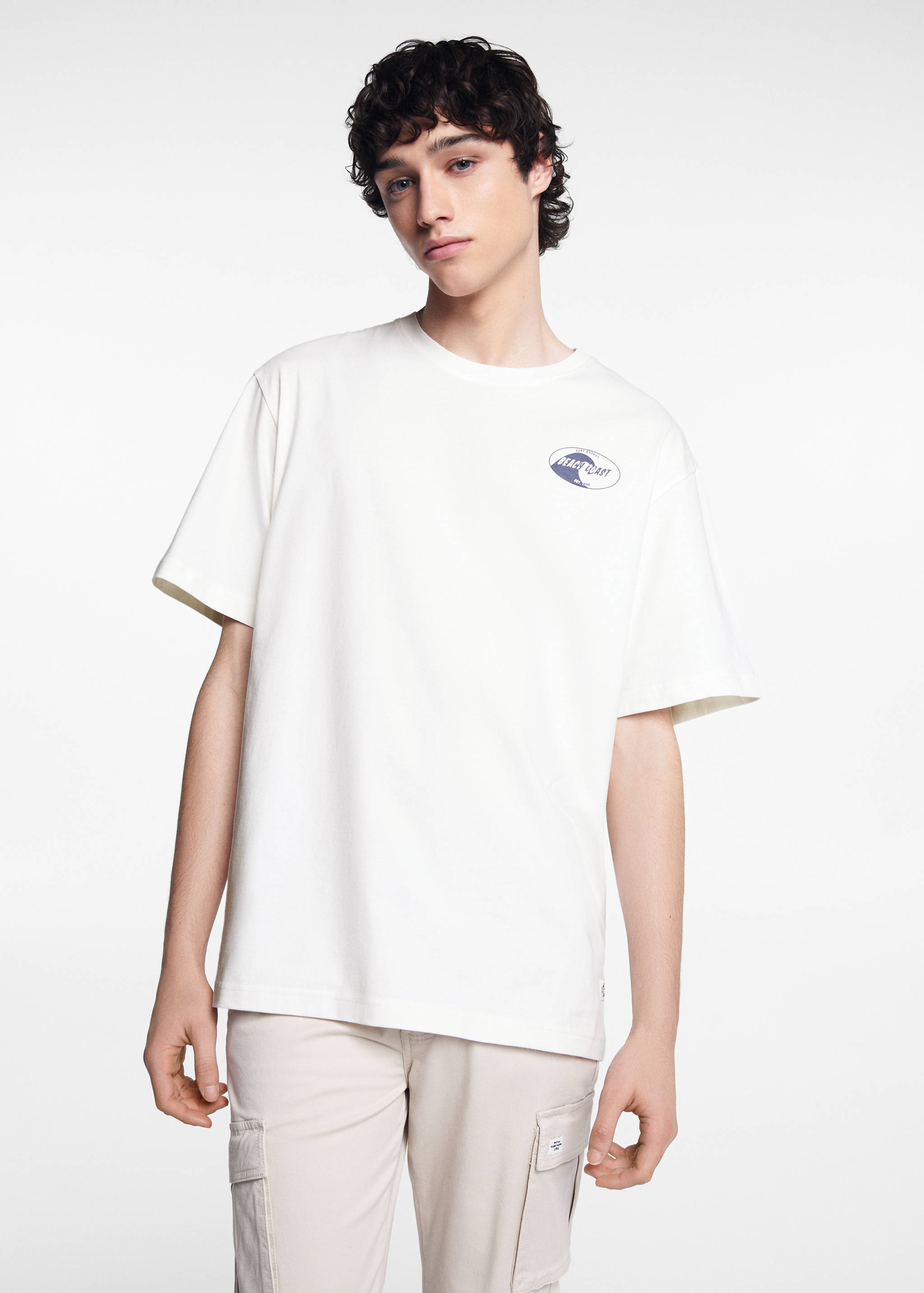 Printed cotton-blend T-shirt - Medium plane