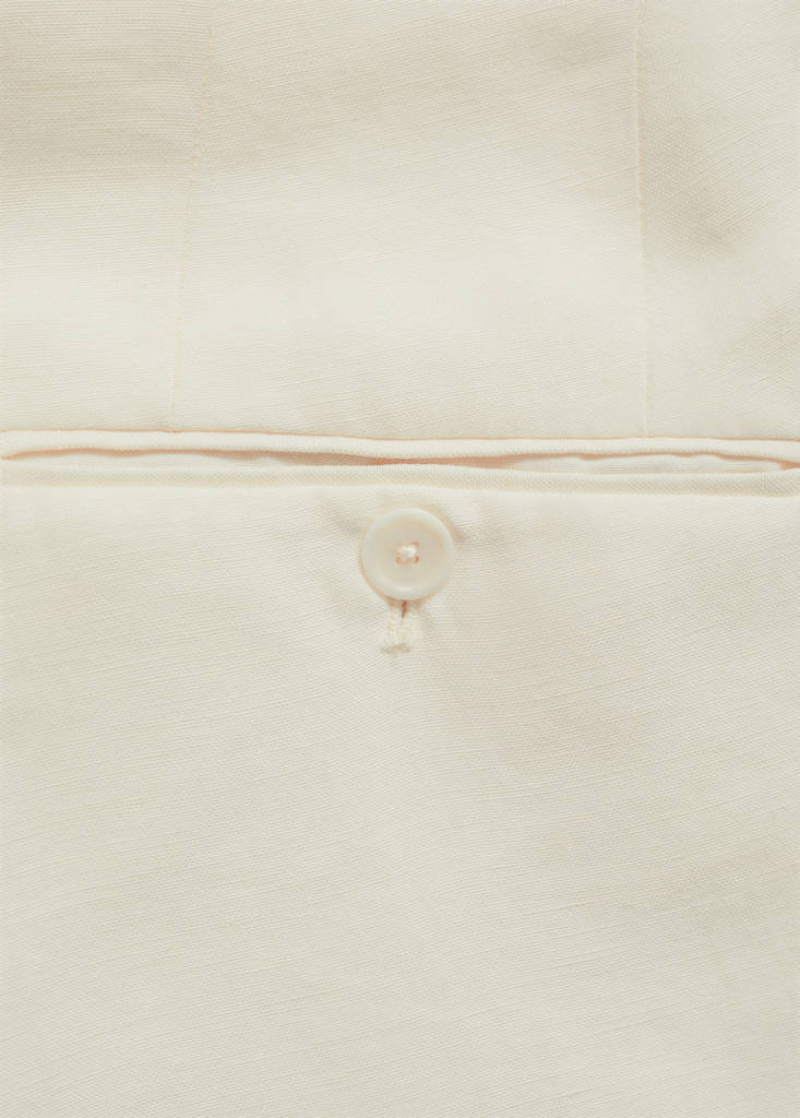 Linen slim-fit pleated trousers — Ecru