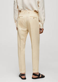 Cotton linen suit trousers with pleats — Pastel Yellow 12