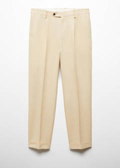 Cotton linen suit trousers with pleats — Pastel Yellow 8