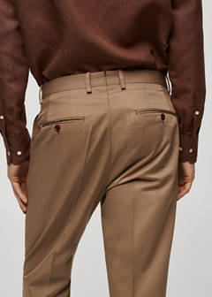 Virgin wool cotton suit trousers with pleats — Brown 6