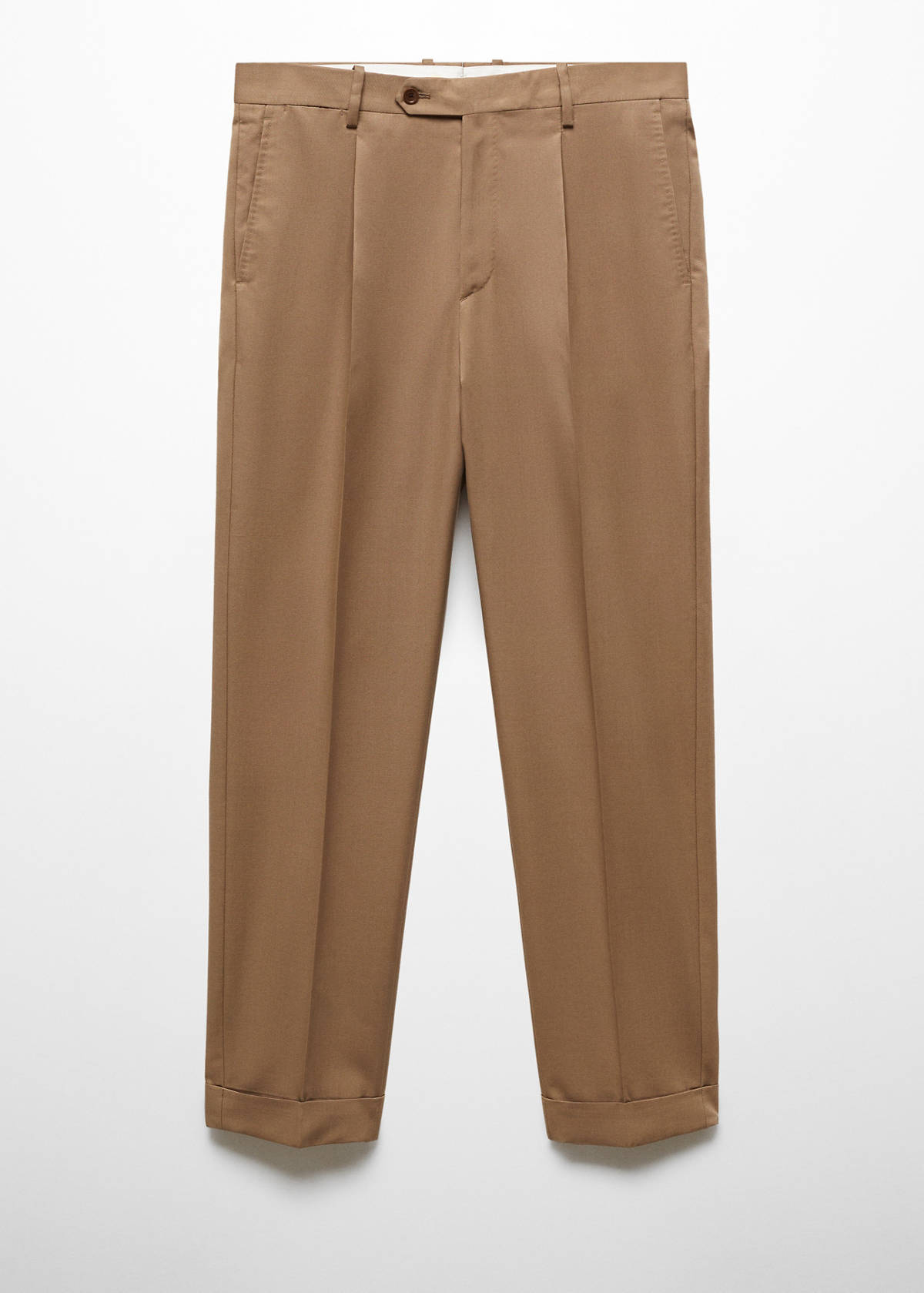 Virgin wool cotton suit trousers with pleats — Brown