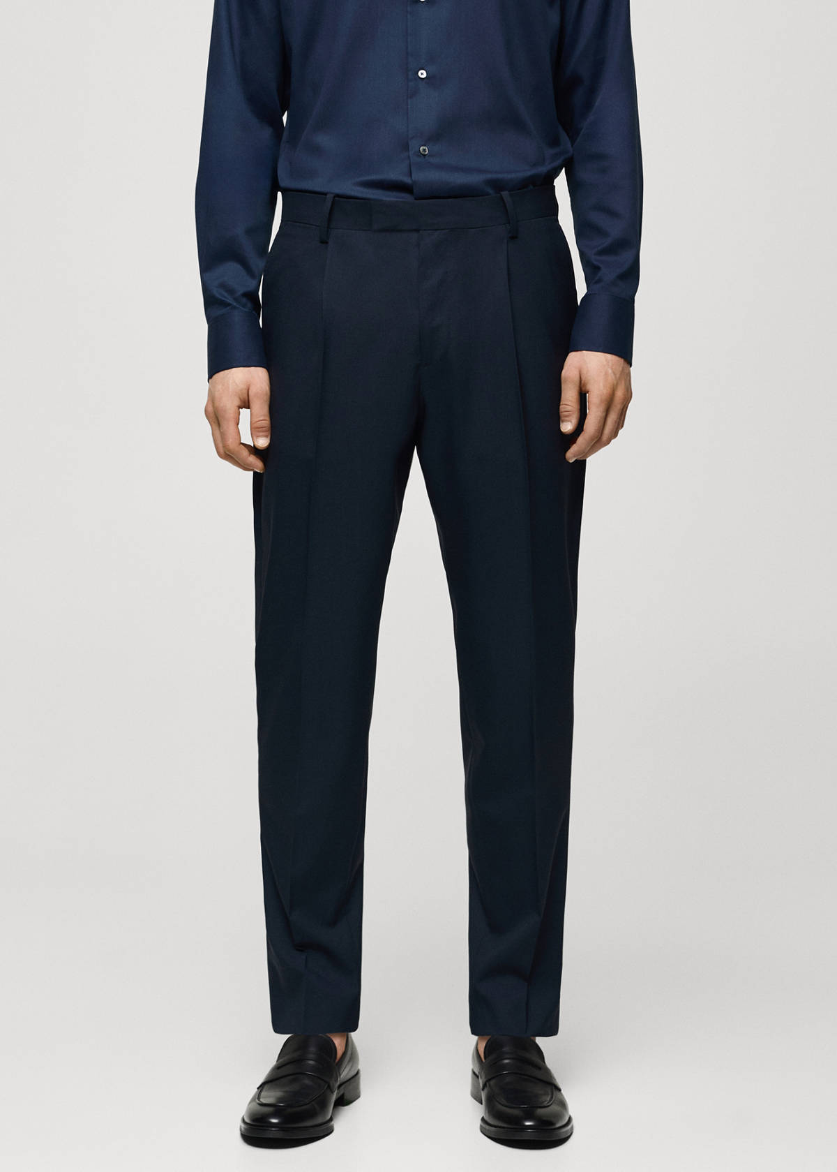 100% virgin wool slim-fit suit trousers — Dark Navy