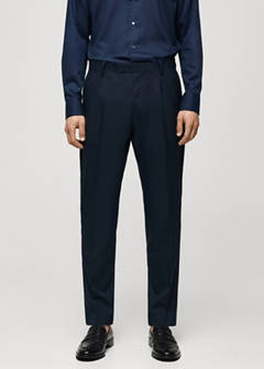 100% virgin wool slim-fit suit trousers — Dark Navy 1