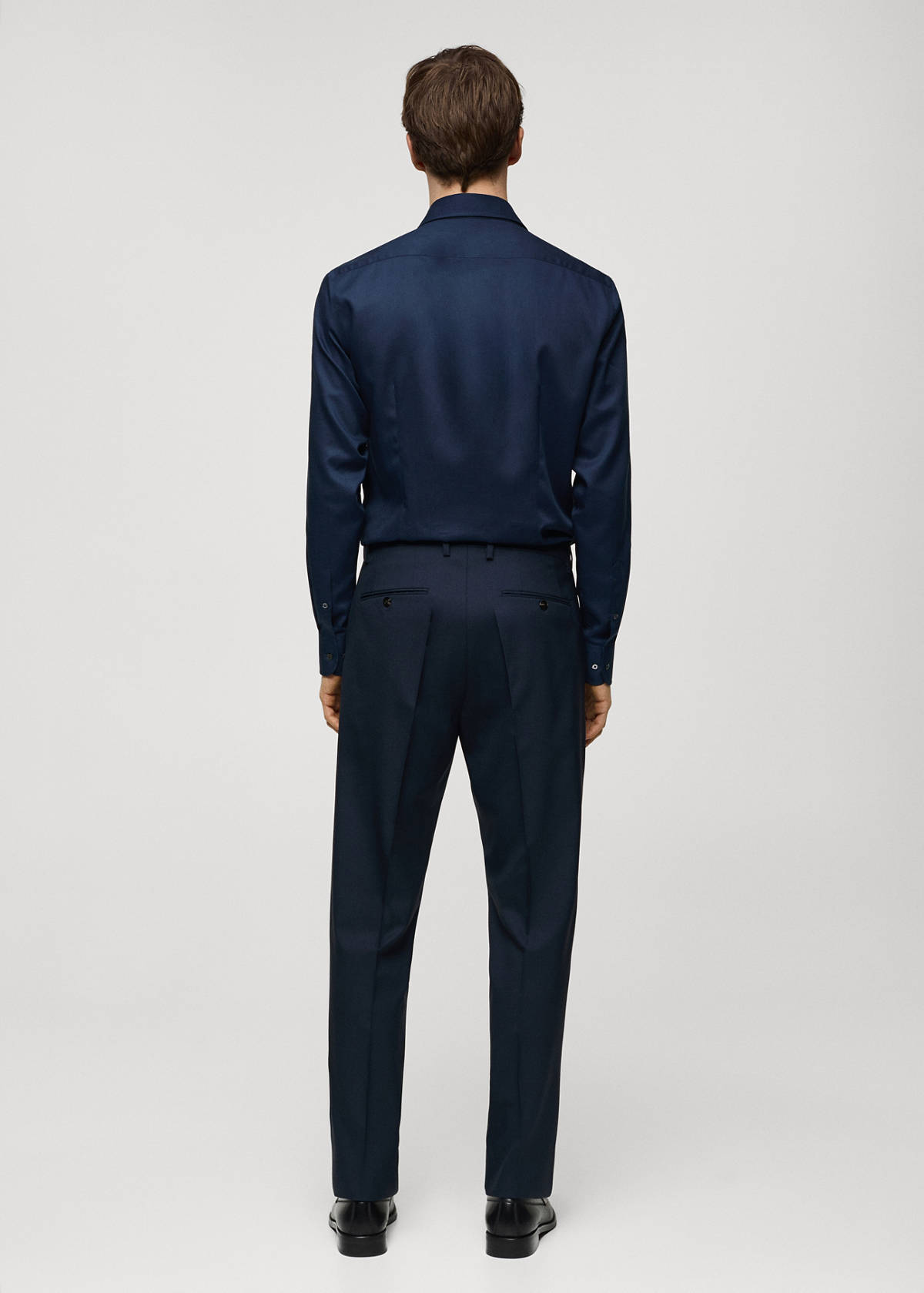 100% virgin wool slim-fit suit trousers — Dark Navy