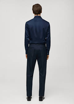 100% virgin wool slim-fit suit trousers — Dark Navy 3