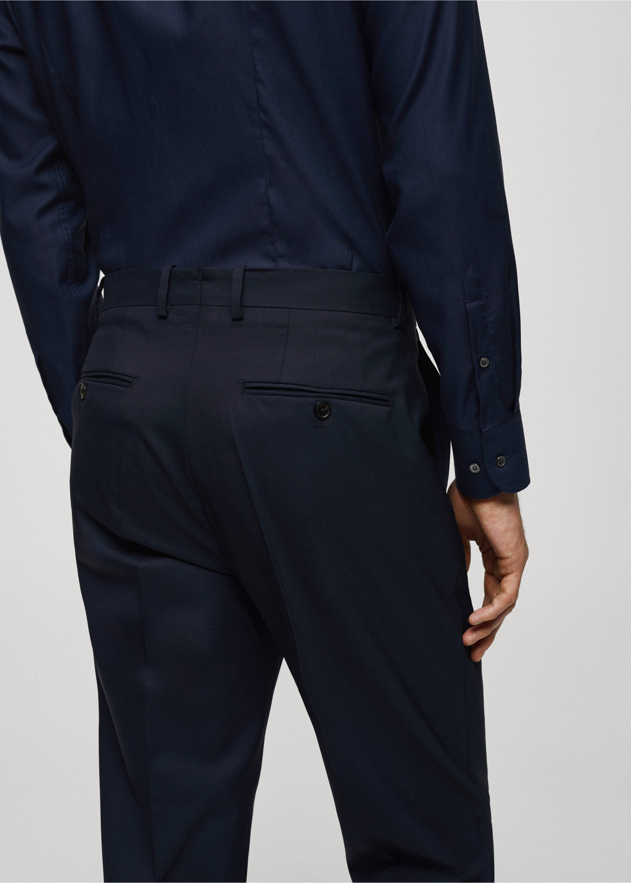 Slim-fit pantalon 100% scheerwol - Detail van het artikel 4, Donkermarine. Ref: 67018273-00.
