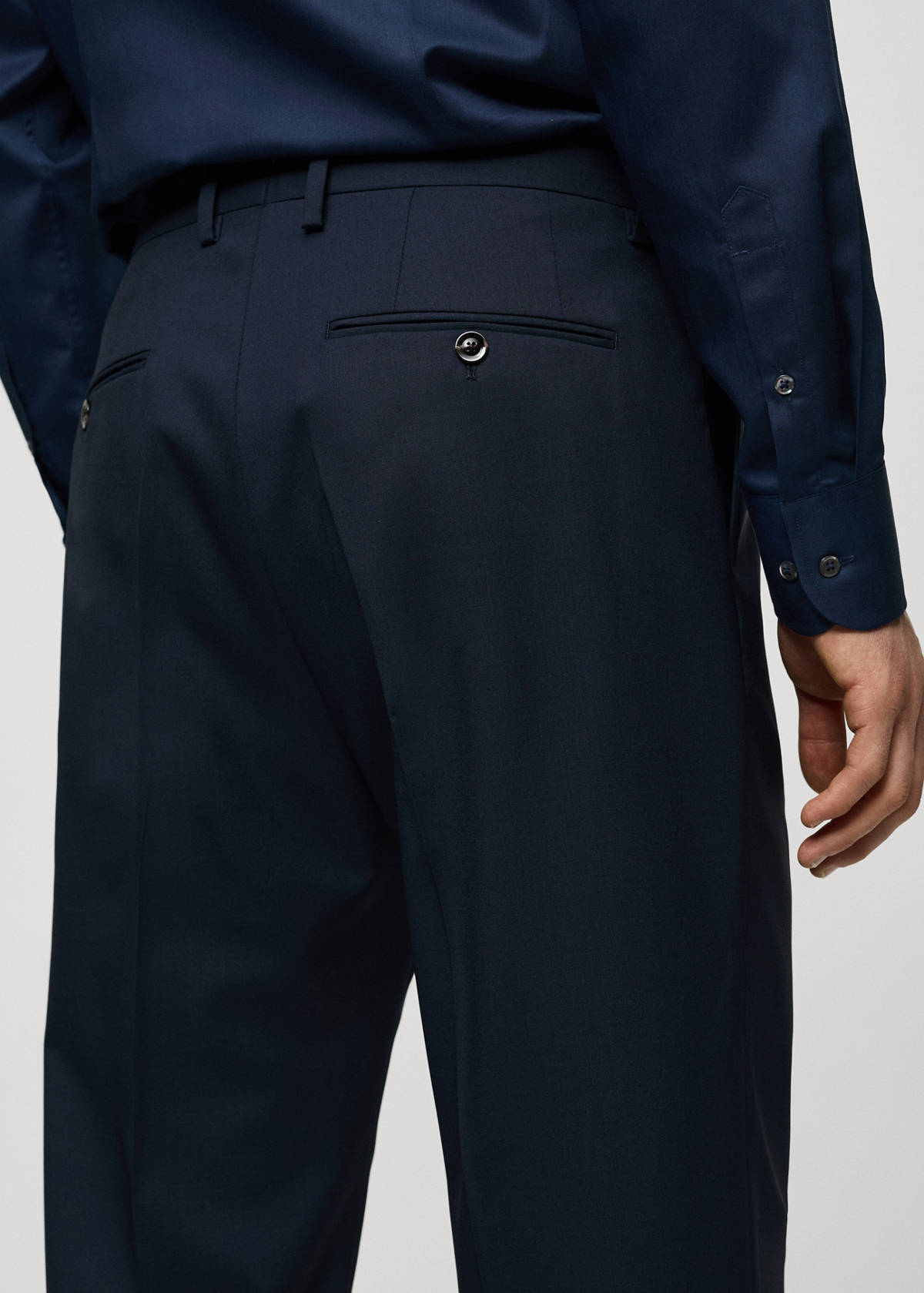 100% virgin wool slim-fit suit trousers — Dark Navy