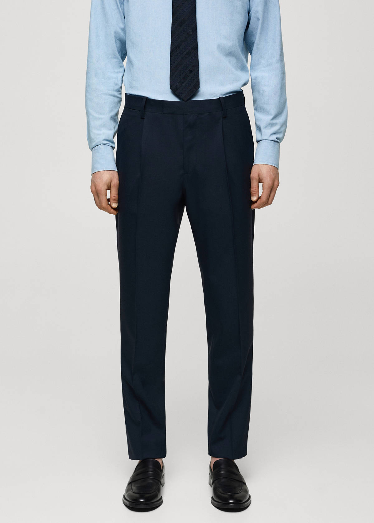 100% virgin wool slim-fit suit trousers — Dark Navy