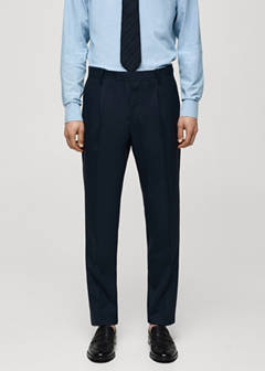 100% virgin wool slim-fit suit trousers — Dark Navy 11
