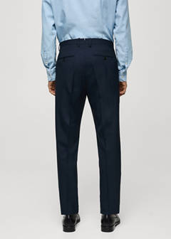 100% virgin wool slim-fit suit trousers — Dark Navy 13