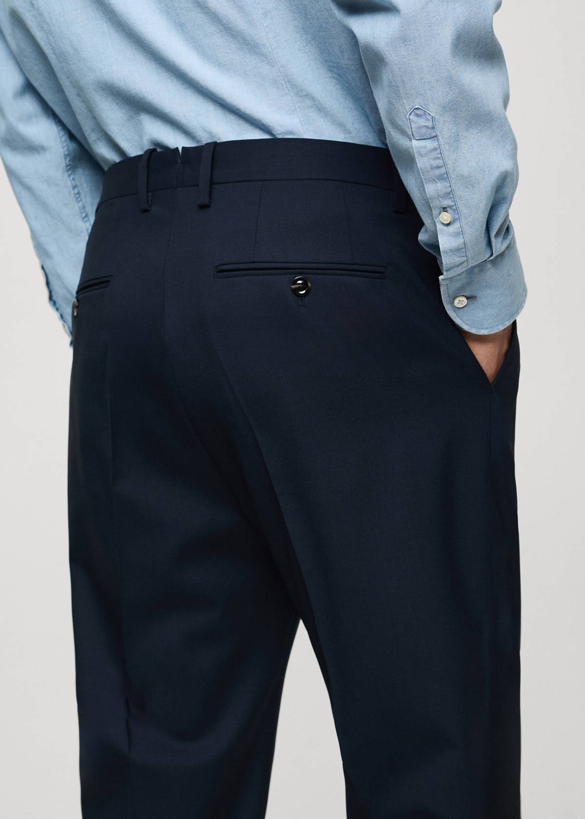 100% virgin wool slim-fit suit trousers — Dark Navy