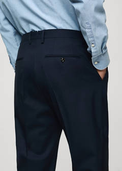 100% virgin wool slim-fit suit trousers — Dark Navy 14