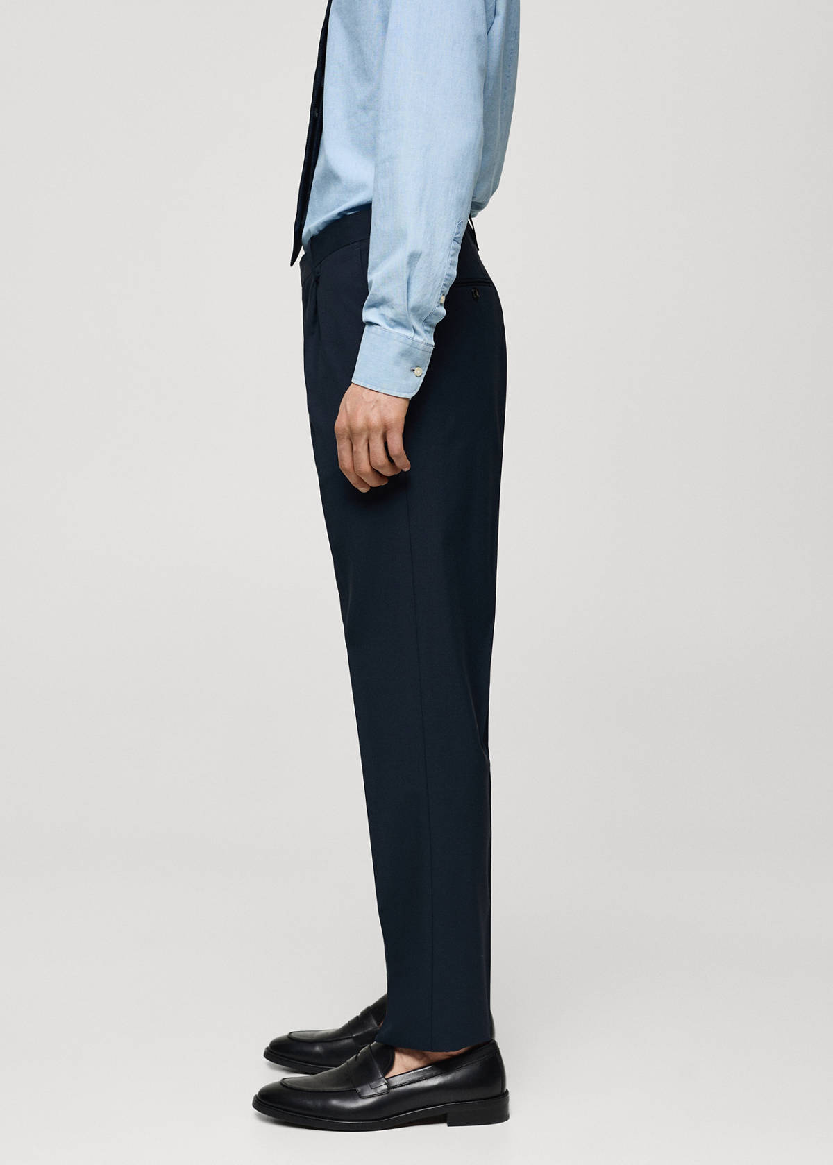 100% virgin wool slim-fit suit trousers — Dark Navy