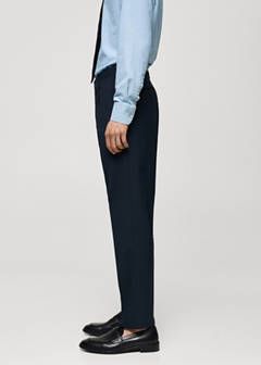 100% virgin wool slim-fit suit trousers — Dark Navy 15