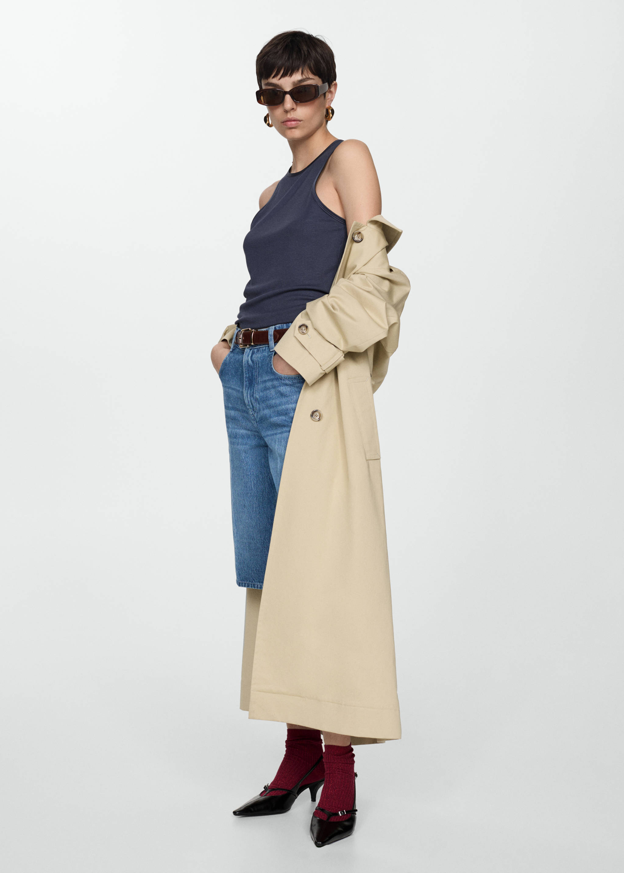 Top with satin details - General plane