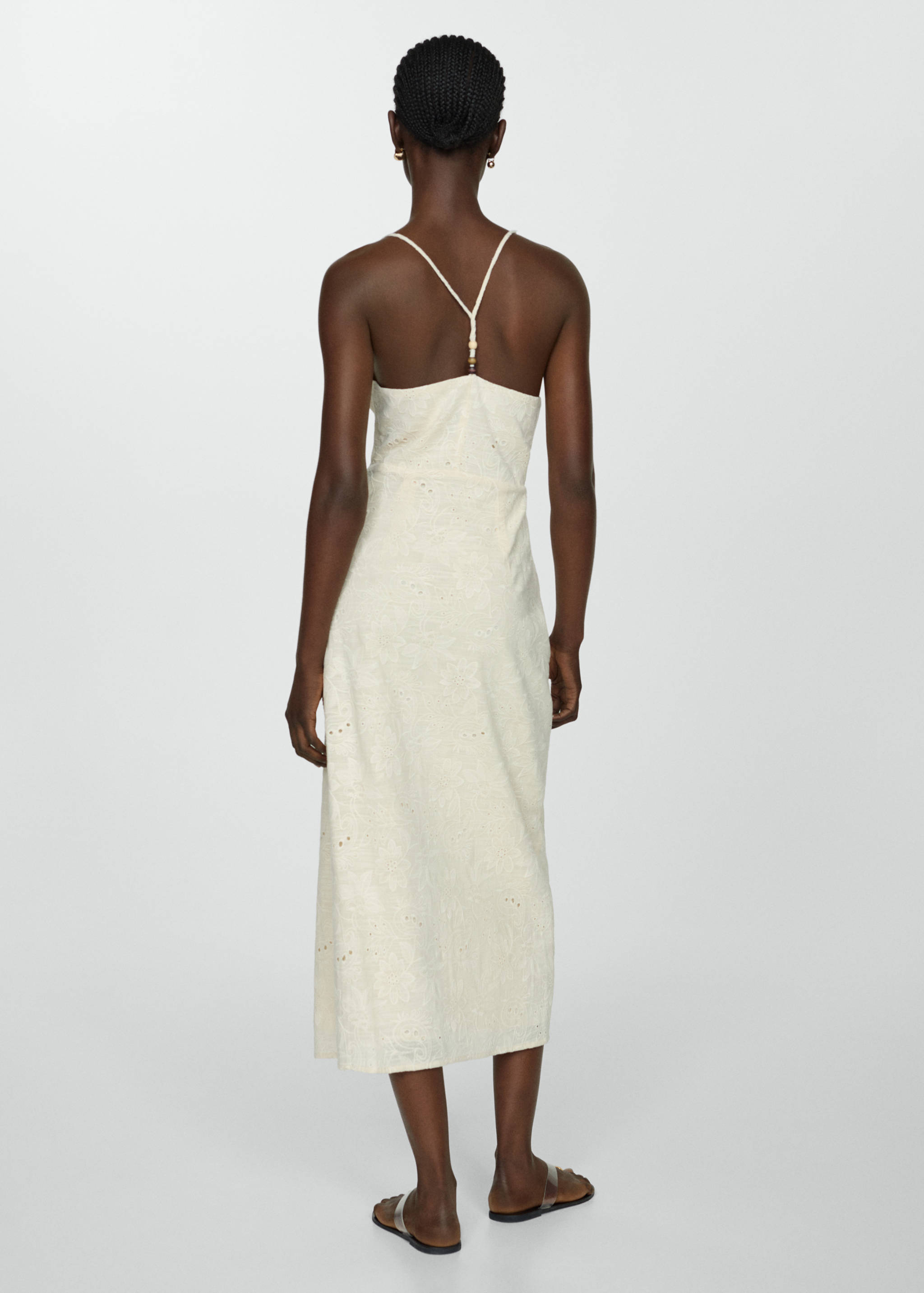 Embroidered dress with side slit - Reverse of the article