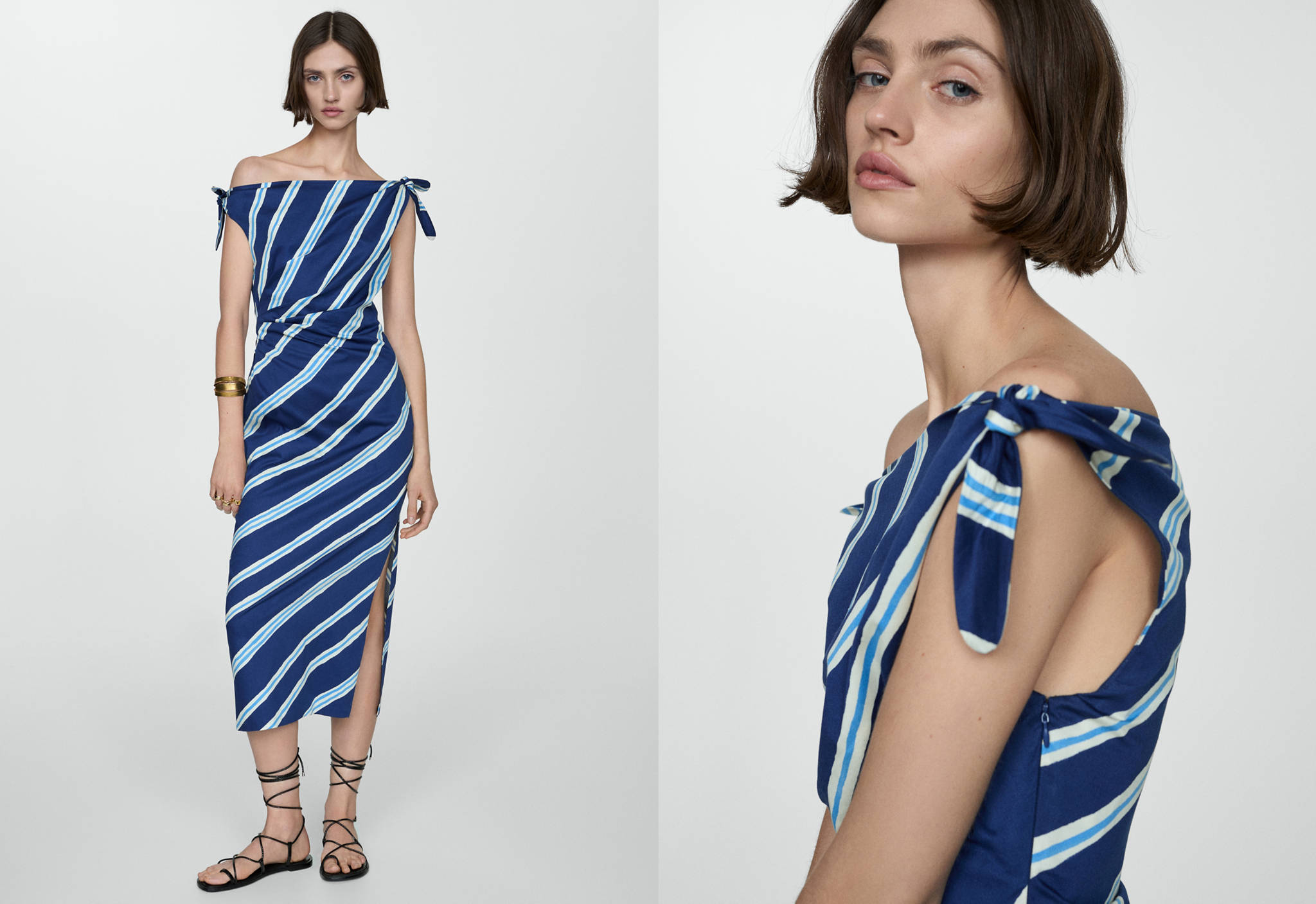 Striped dress with bare shoulders - Panoramic plane