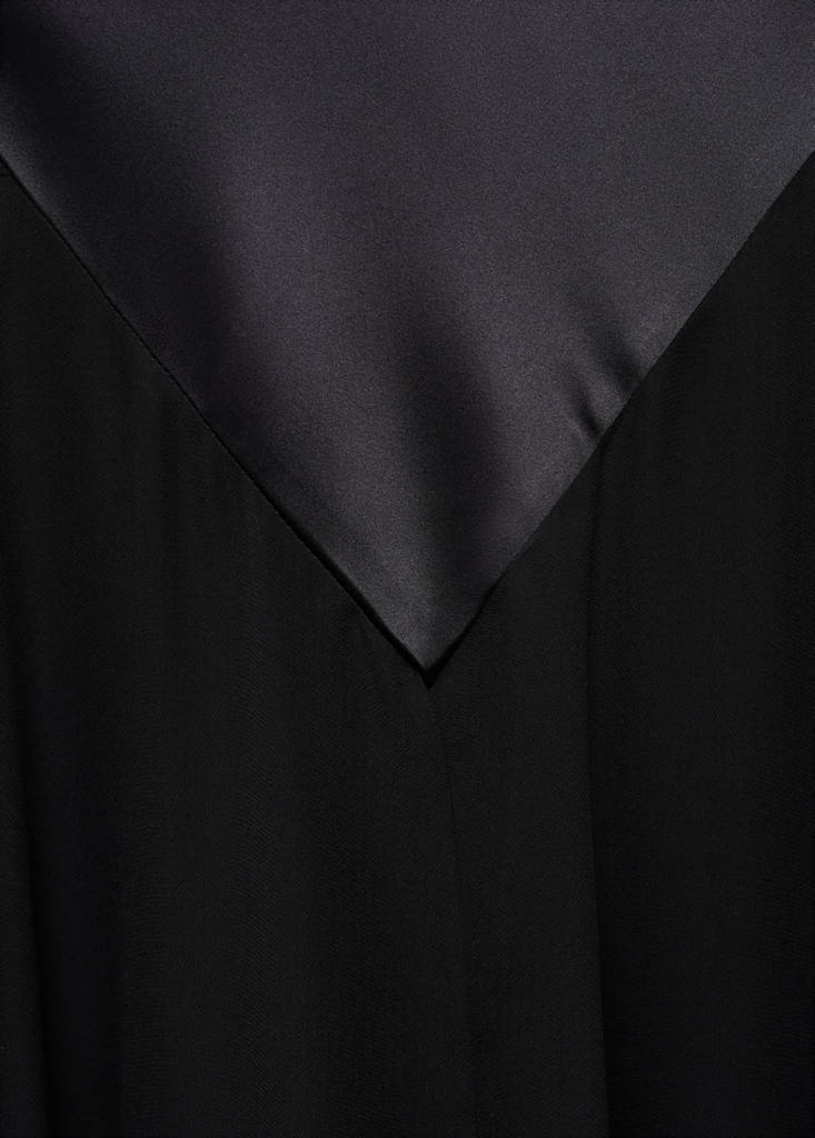 Semi-transparent silk dress combined body — Black