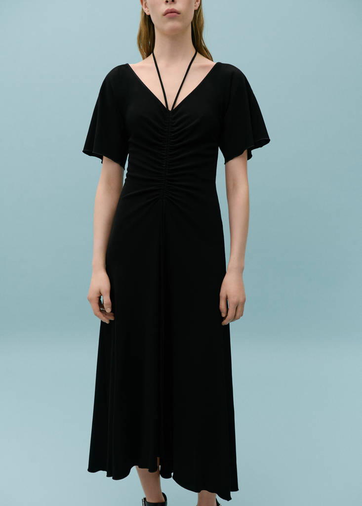 Knitted dress with gathered detail — Black