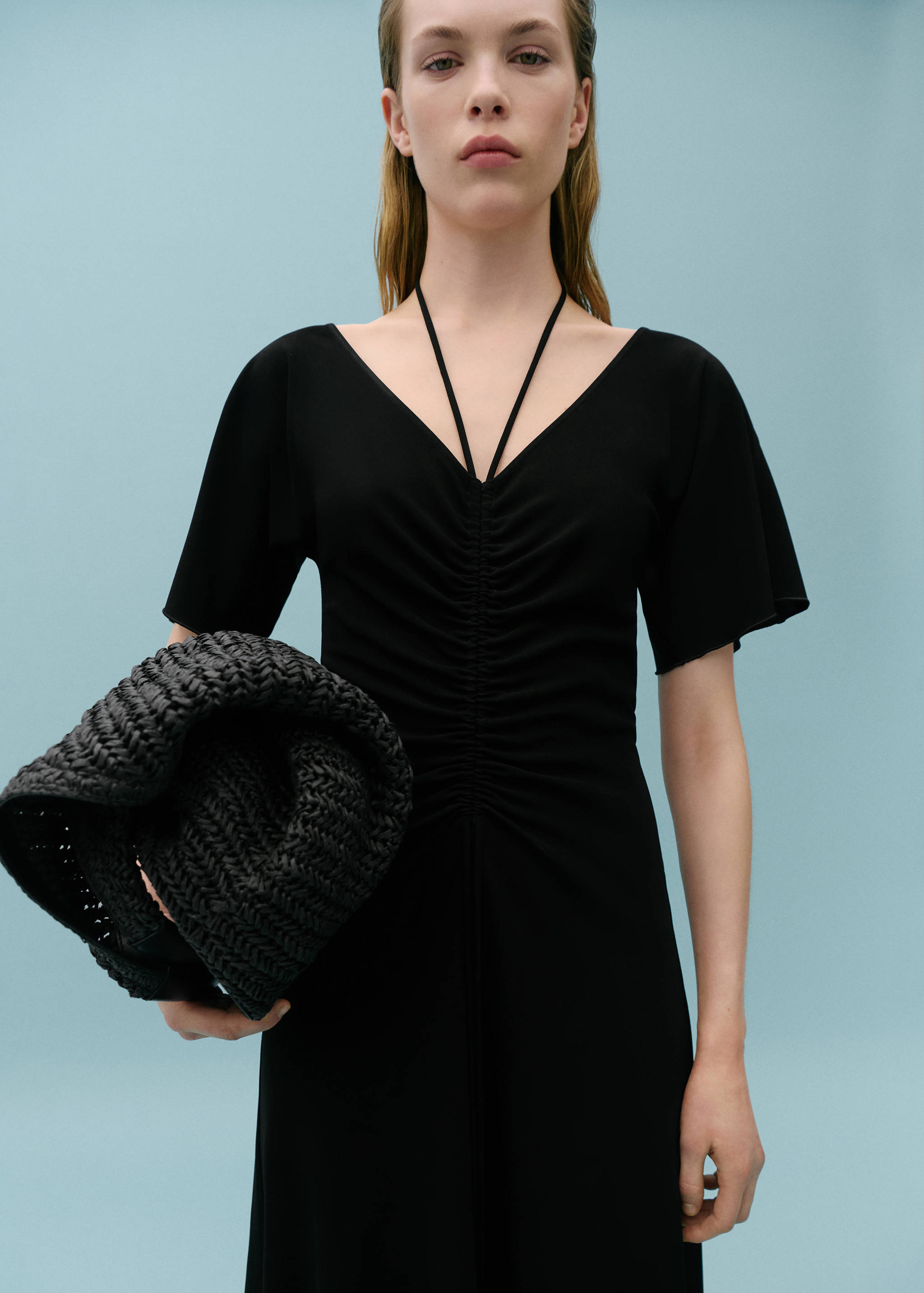 Knitted dress with gathered detail - Medium plane