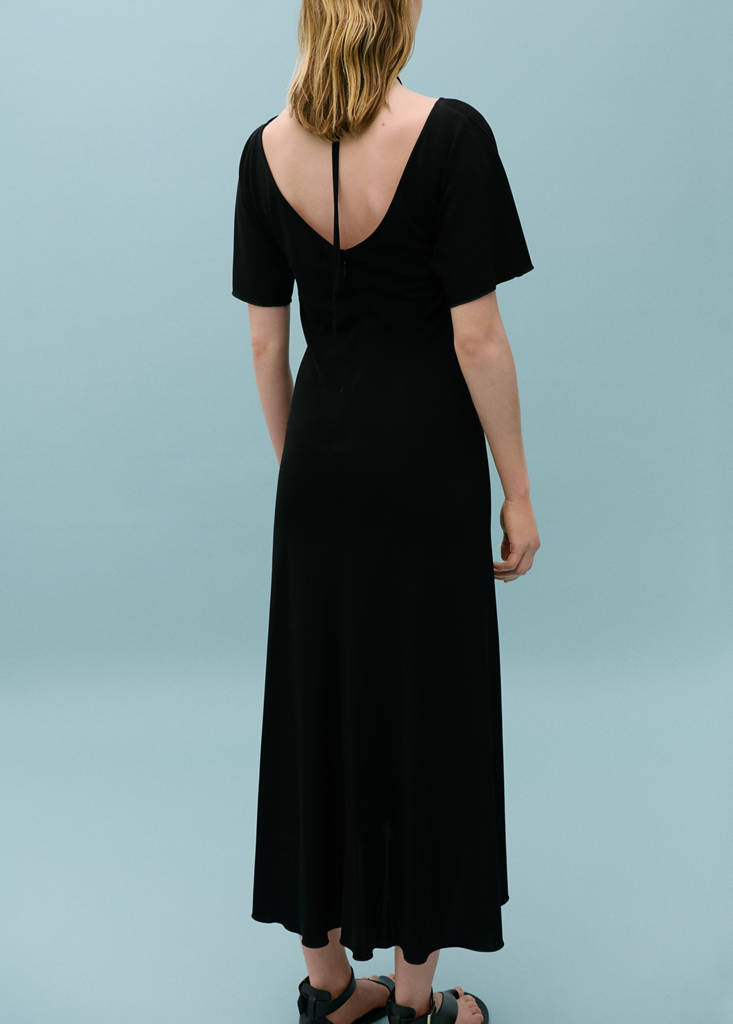 Knitted dress with gathered detail — Black