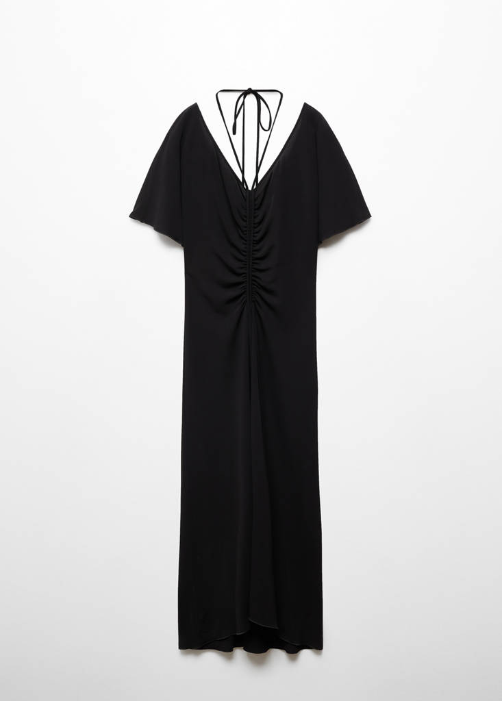 Knitted dress with gathered detail — Black
