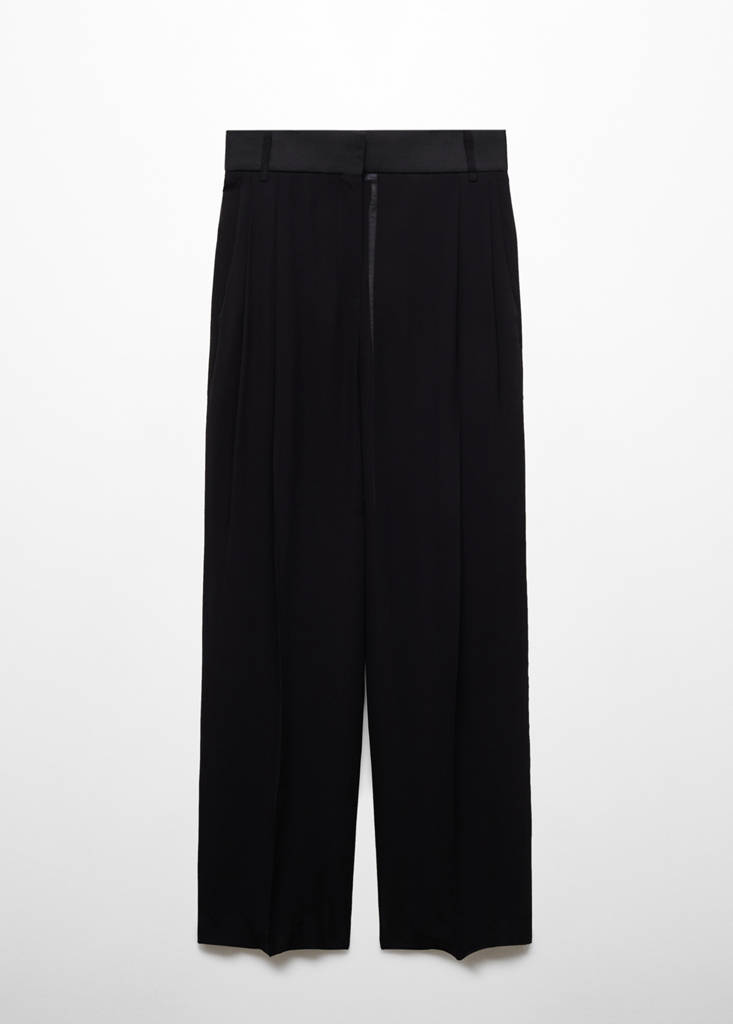 Semi-transparent straight trousers — Black